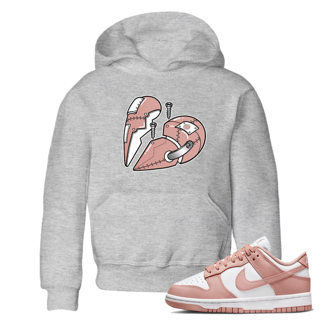 Dunk Low WMNS Rose Whisper shirt to match jordans Metal Heart Streetwear Sneaker Shirt Dunk Rose Whisper Drip Gear Zone Sneaker Matching Clothing Baby Toddler Kids Heather Grey 1 T-Shirt
