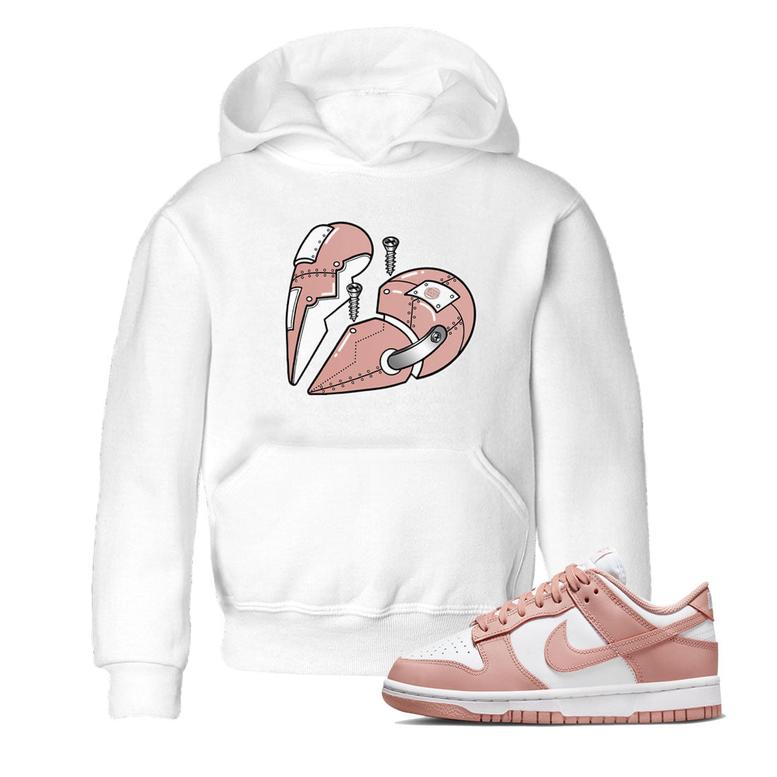 Dunk Low WMNS Rose Whisper shirt to match jordans Metal Heart Streetwear Sneaker Shirt Dunk Rose Whisper Drip Gear Zone Sneaker Matching Clothing Baby Toddler Kids White 1 T-Shirt