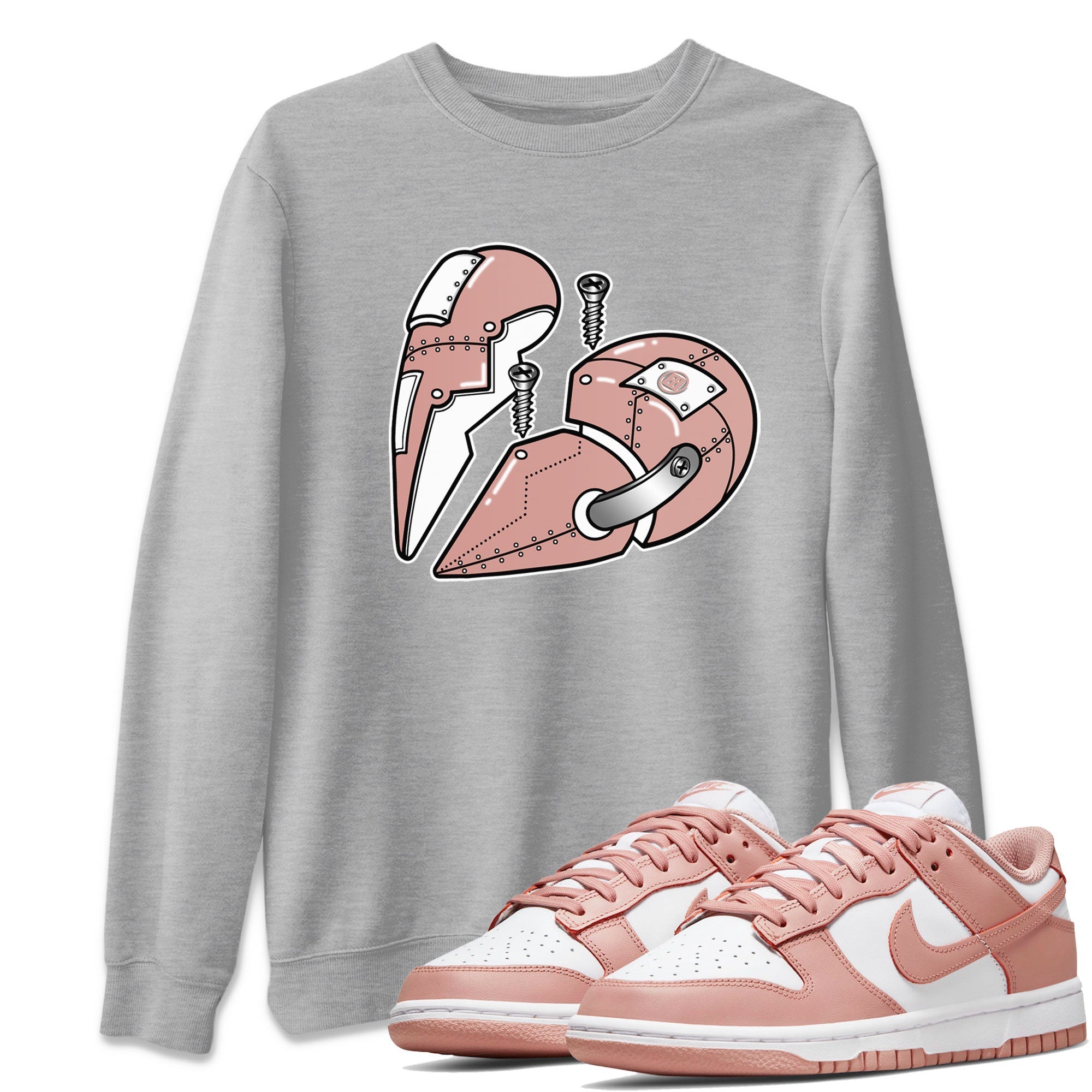 Dunk Low WMNS Rose Whisper shirt to match jordans Metal Heart Streetwear Sneaker Shirt Dunk Rose Whisper Drip Gear Zone Sneaker Matching Clothing Casual Unisex shirts Heather Grey 1 T-Shirt
