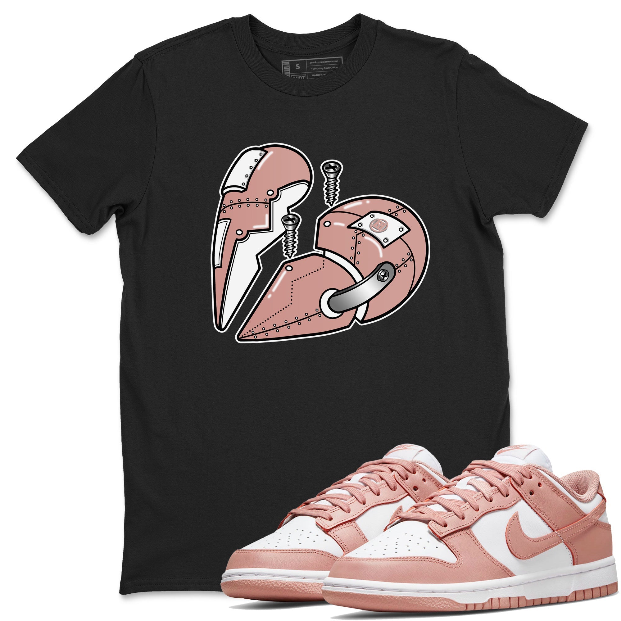 Dunk Low WMNS Rose Whisper shirt to match jordans Metal Heart Streetwear Sneaker Shirt Dunk Rose Whisper Drip Gear Zone Sneaker Matching Clothing Casual Unisex shirts Black 1 T-Shirt