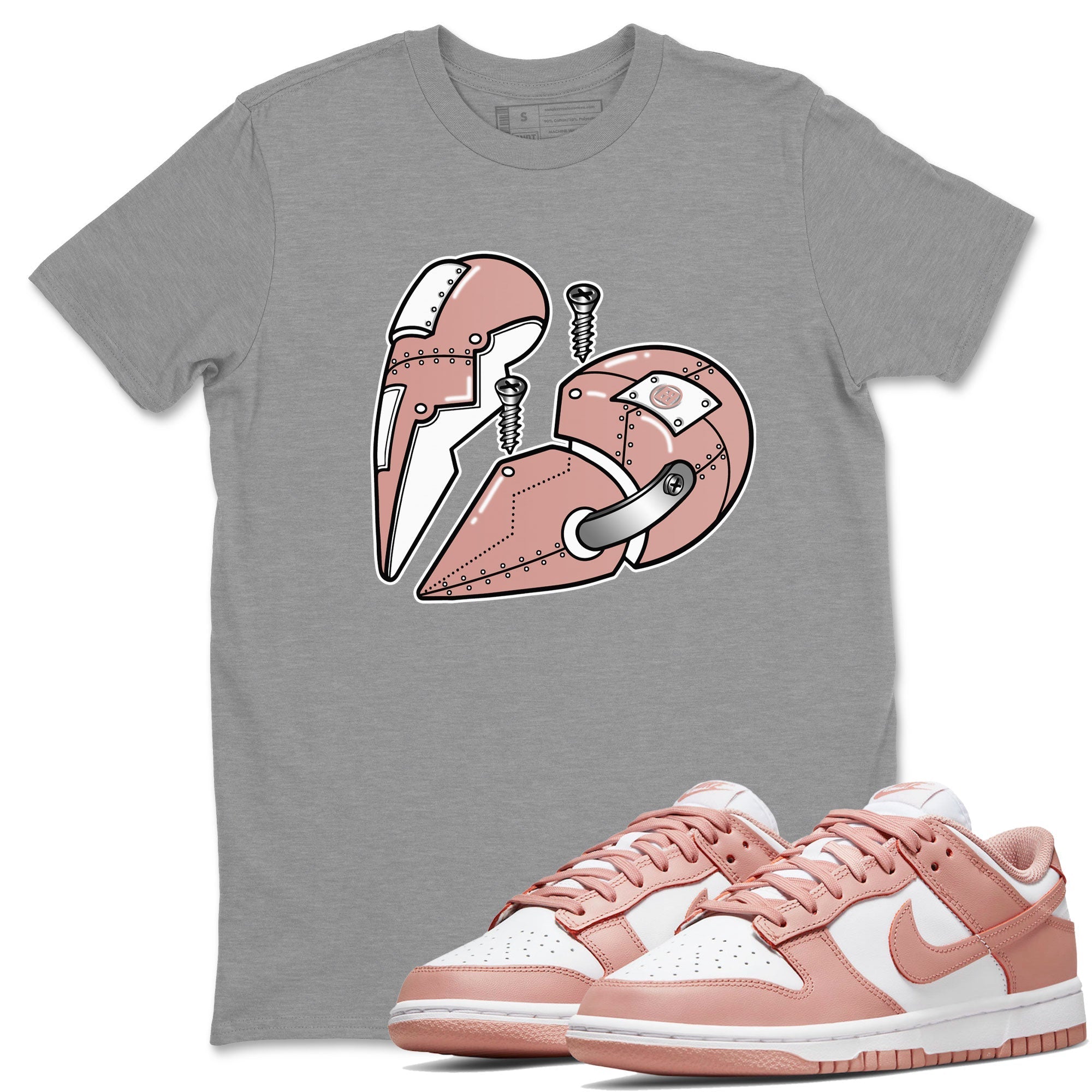 Dunk Low WMNS Rose Whisper shirt to match jordans Metal Heart Streetwear Sneaker Shirt Dunk Rose Whisper Drip Gear Zone Sneaker Matching Clothing Casual Unisex shirts Heather Grey 1 T-Shirt