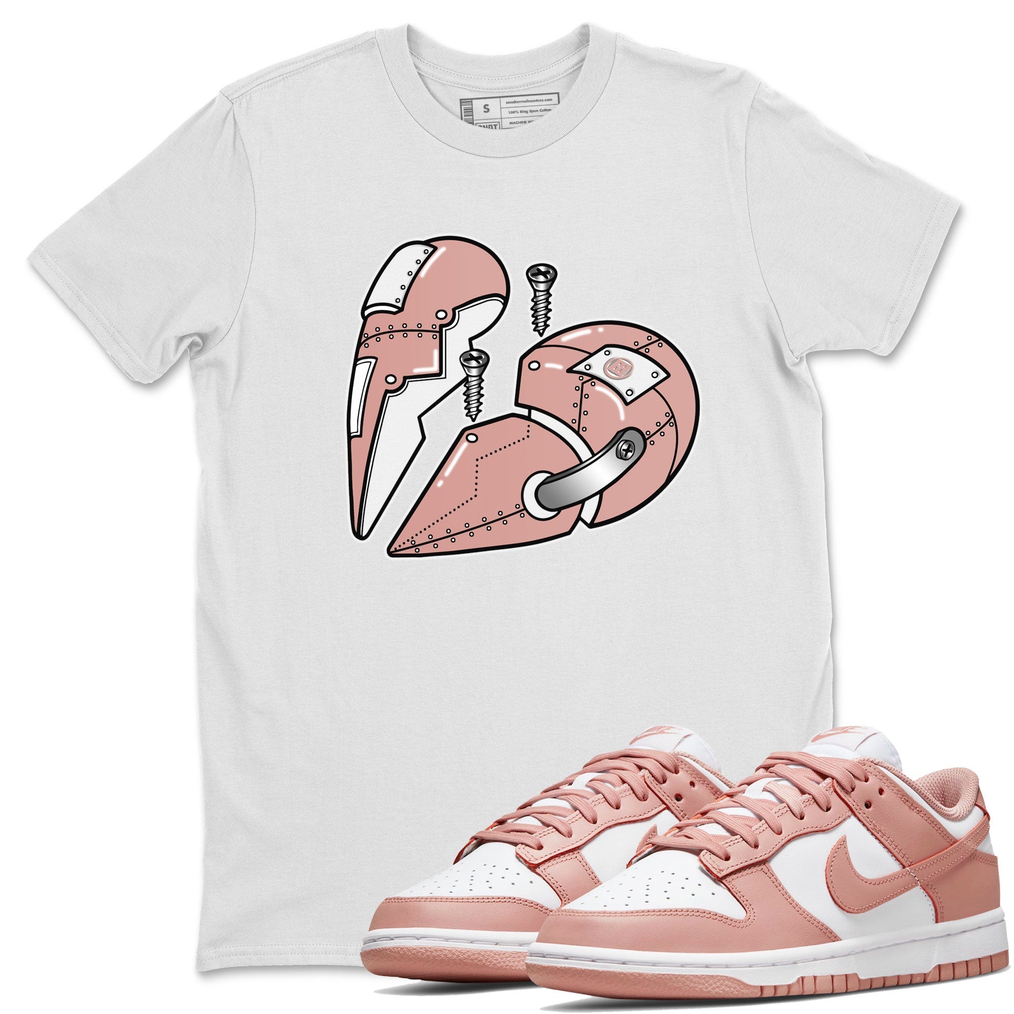Dunk Low WMNS Rose Whisper shirt to match jordans Metal Heart Streetwear Sneaker Shirt Dunk Rose Whisper Drip Gear Zone Sneaker Matching Clothing Casual Unisex shirts White 1 T-Shirt