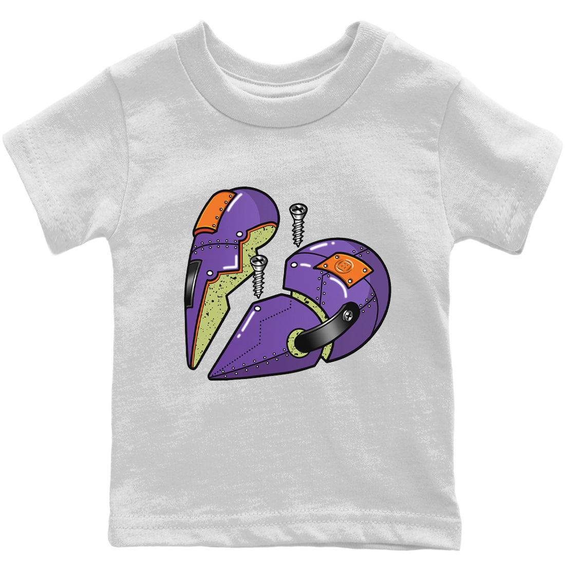 Jordan 4 Canyon Purple Sneaker Matching T-Shirt Metal Heart Sneaker Tees Jordan 4 Canyon Purple Sneaker Release Tees Kids Shirts