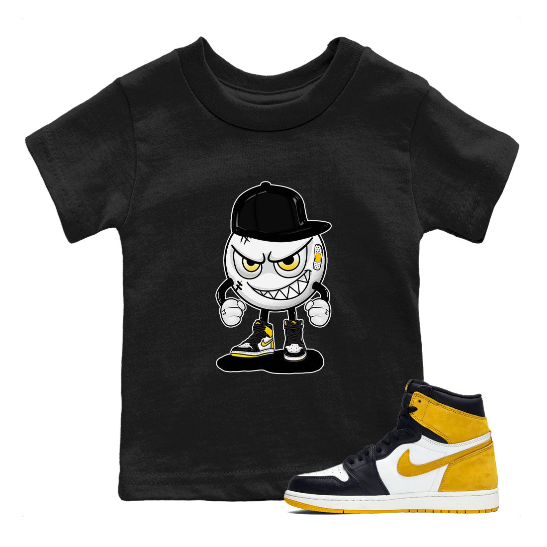 1s Yellow Ochre shirt to match jordans Mischief sneaker tees Air Jordan 1 High OG Yellow Ochre Drip Gear Zone baby toddler Black 1 cotton Shirt