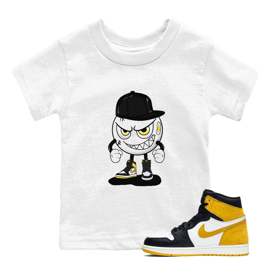 1s Yellow Ochre shirt to match jordans Mischief sneaker tees Air Jordan 1 High OG Yellow Ochre Drip Gear Zone baby toddler White 1 cotton Shirt