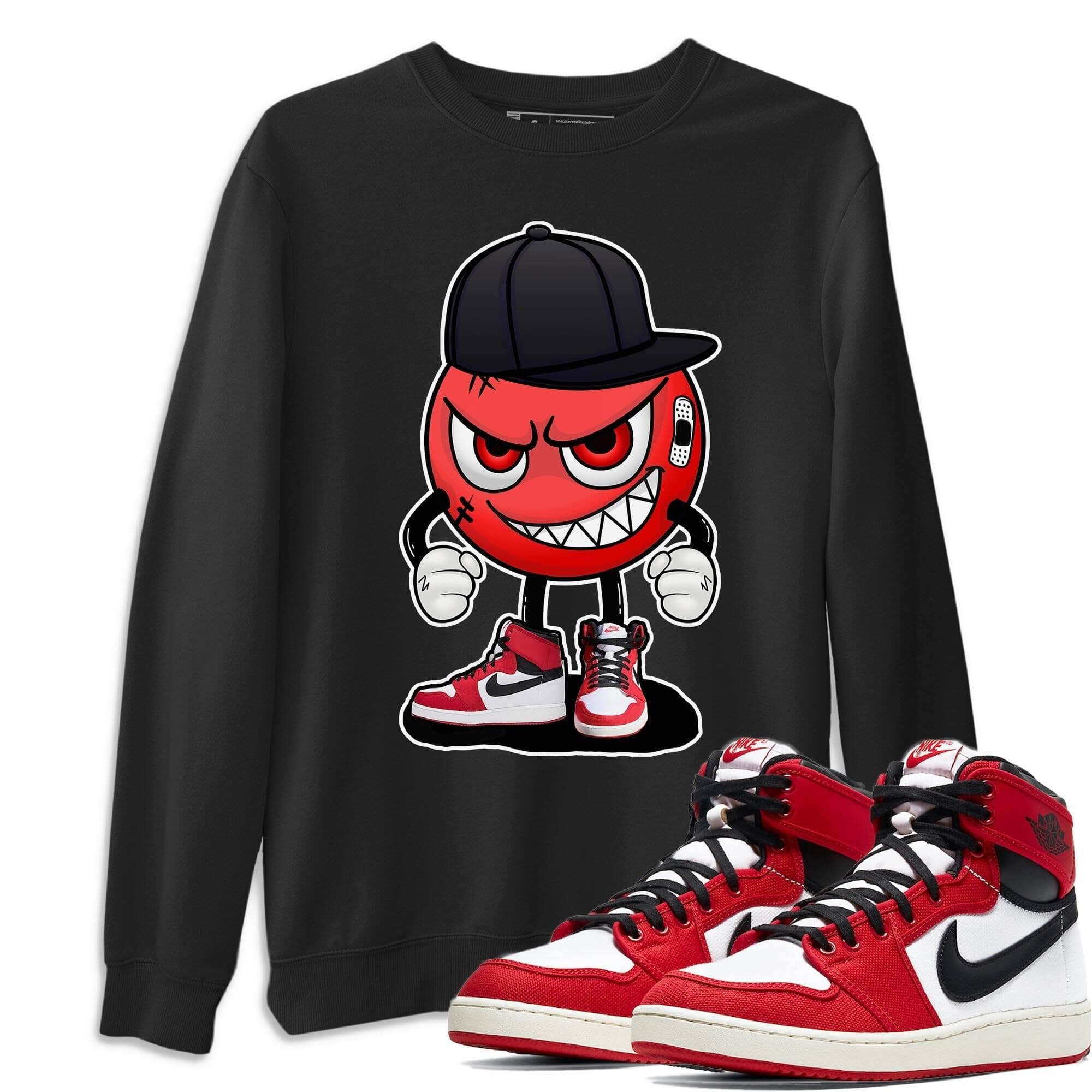 Jordan 1 Chicago Sneaker Matching T-Shirt Mischief Emoji Sneaker Tees Jordan 1 Chicago Sneaker Release Tees Crew Neck Tees