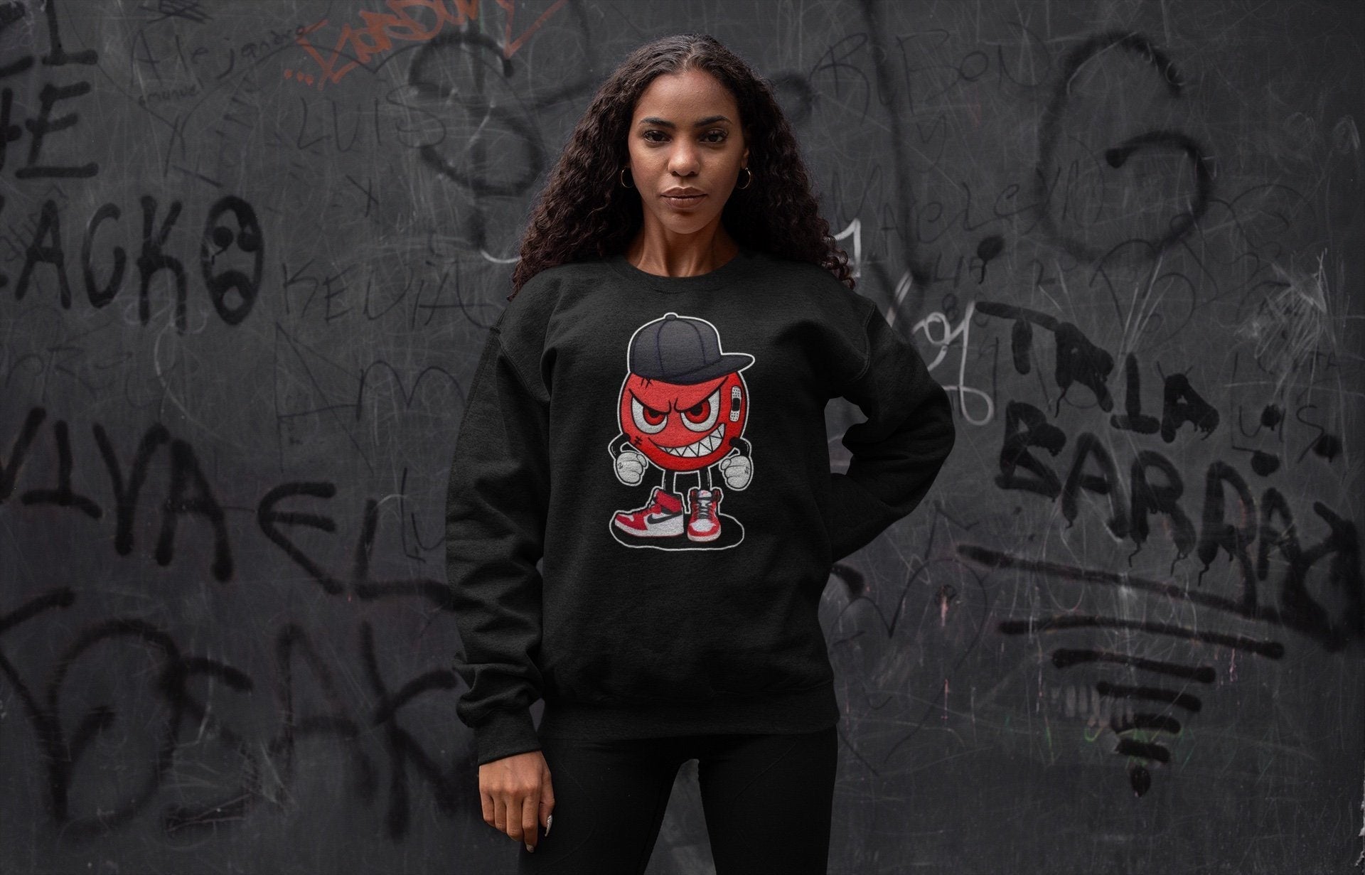 Jordan 1 Chicago Sneaker Matching T-Shirt Mischief Emoji Sneaker Tees Jordan 1 Chicago Sneaker Release Tees Crew Neck Tees