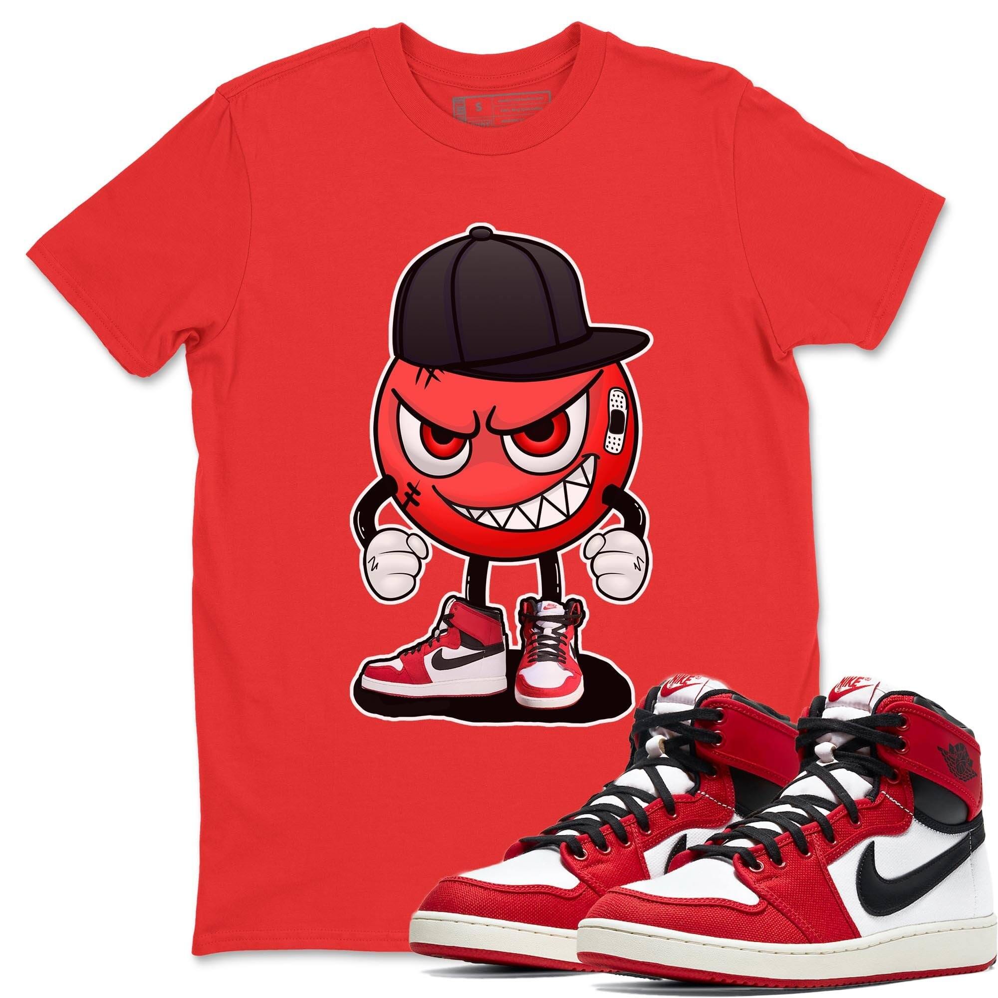 Jordan 1 Chicago Sneaker Matching T-Shirt Mischief Emoji Sneaker Tees Jordan 1 Chicago Sneaker Release Tees Crew Neck Tees
