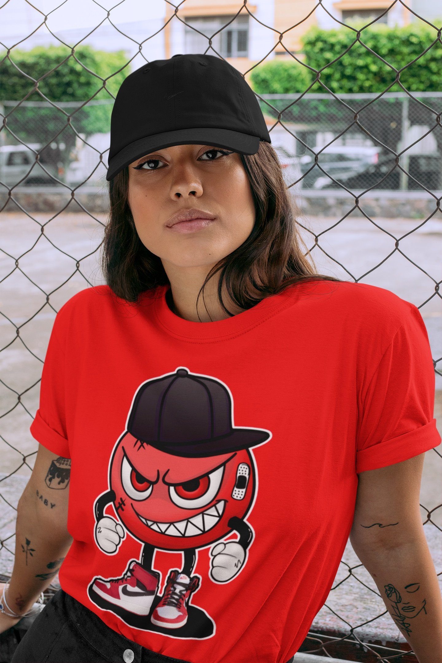 Jordan 1 Chicago Sneaker Matching T-Shirt Mischief Emoji Sneaker Tees Jordan 1 Chicago Sneaker Release Tees Crew Neck Tees