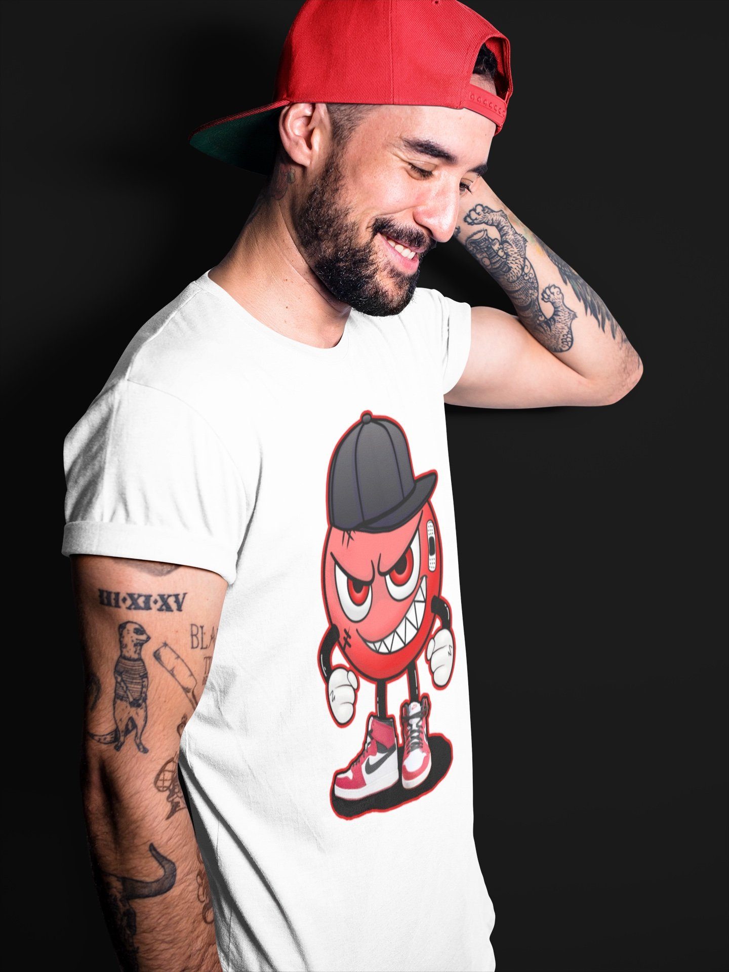 Jordan 1 Chicago Sneaker Matching T-Shirt Mischief Emoji Sneaker Tees Jordan 1 Chicago Sneaker Release Tees Crew Neck Tees