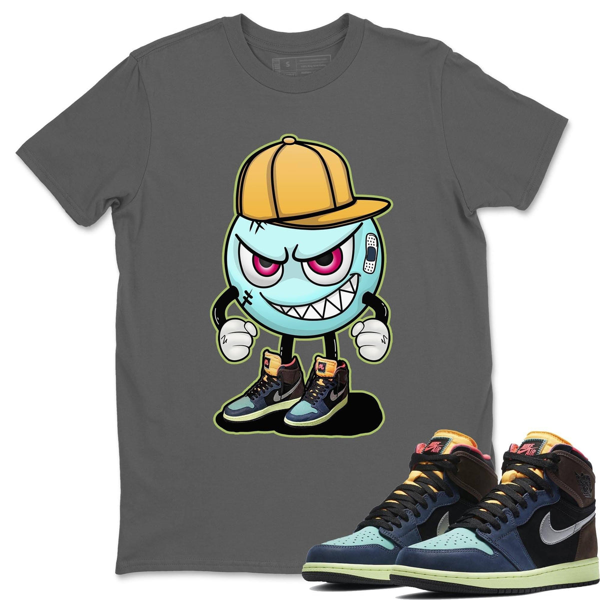 Jordan 1 Bio Hack Sneaker Match Tees Mischief Emoji Sneaker Tees Jordan 1 Bio Hack Jordan to match sneaker T-Shirt Crew Neck Shirts