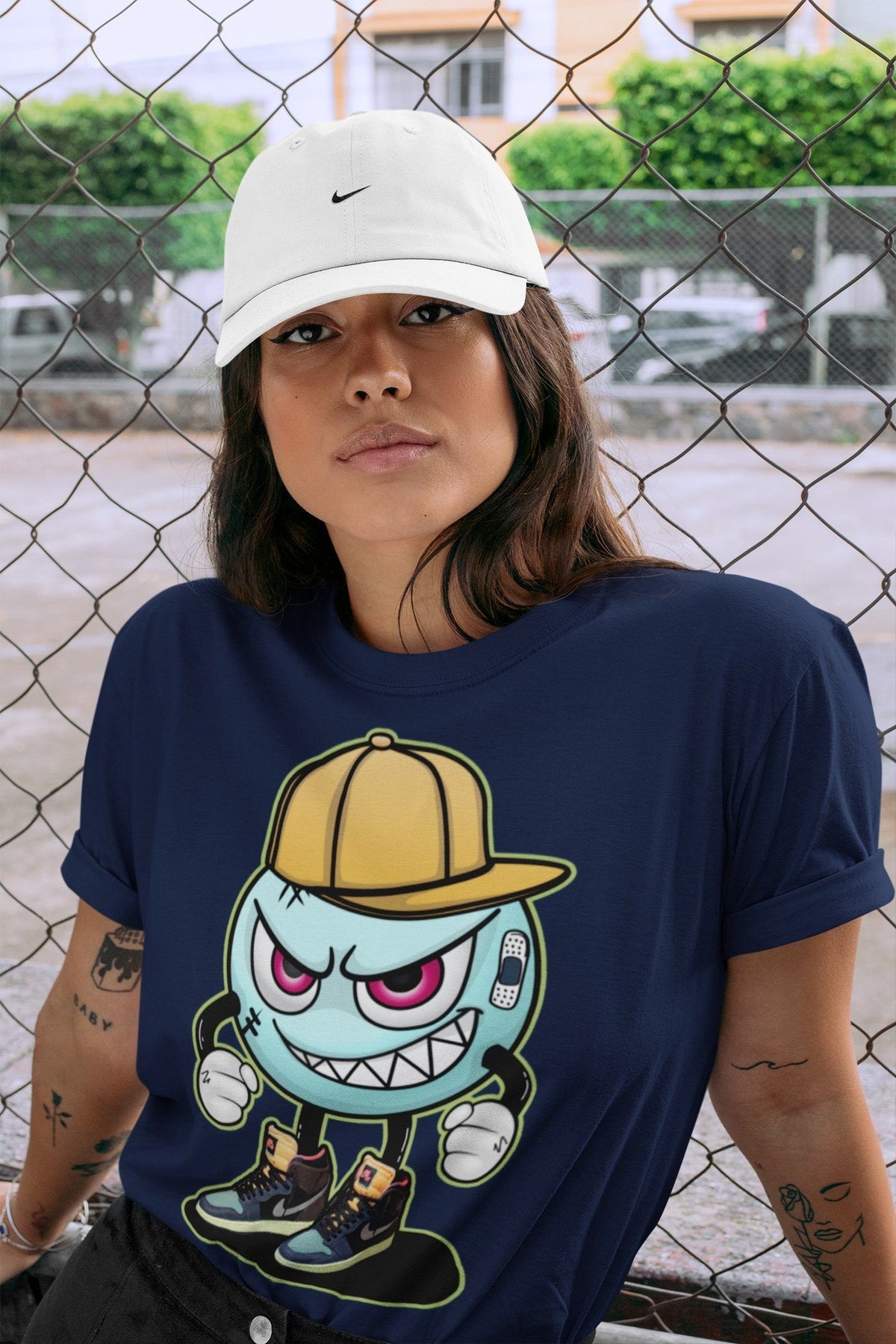 Jordan 1 Bio Hack Sneaker Match Tees Mischief Emoji Sneaker Tees Jordan 1 Bio Hack Jordan to match sneaker T-Shirt Crew Neck Shirts