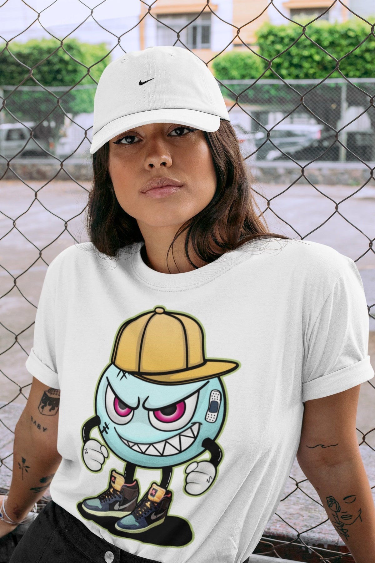 Jordan 1 Bio Hack Sneaker Match Tees Mischief Emoji Sneaker Tees Jordan 1 Bio Hack Jordan to match sneaker T-Shirt Crew Neck Shirts