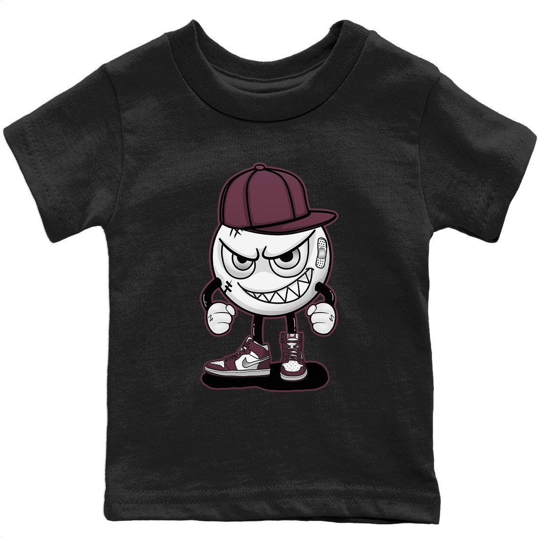 Jordan 1 Bordeaux Sneaker Matching T-Shirt Mischief Emoji Sneaker Tees Jordan 1 Bordeaux Sneaker Release Tees Kids Shirts