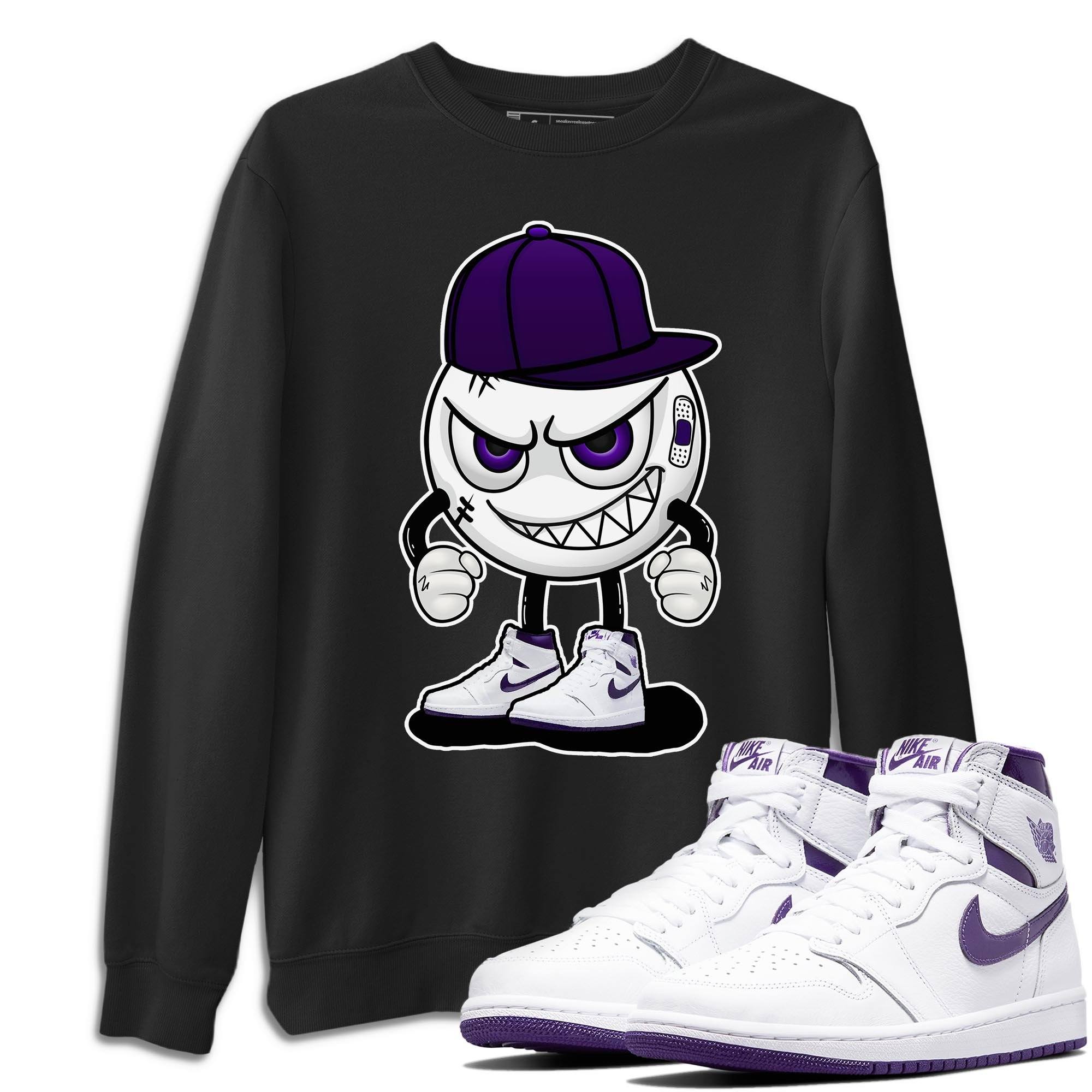 Jordan 1 WMNS Court Purple Shirt To Match Jordans Mischief Emoji Sneaker Tees Jordan 1 WMNS Court Purple Drip Gear Zone Sneaker Matching Clothing Unisex Shirts