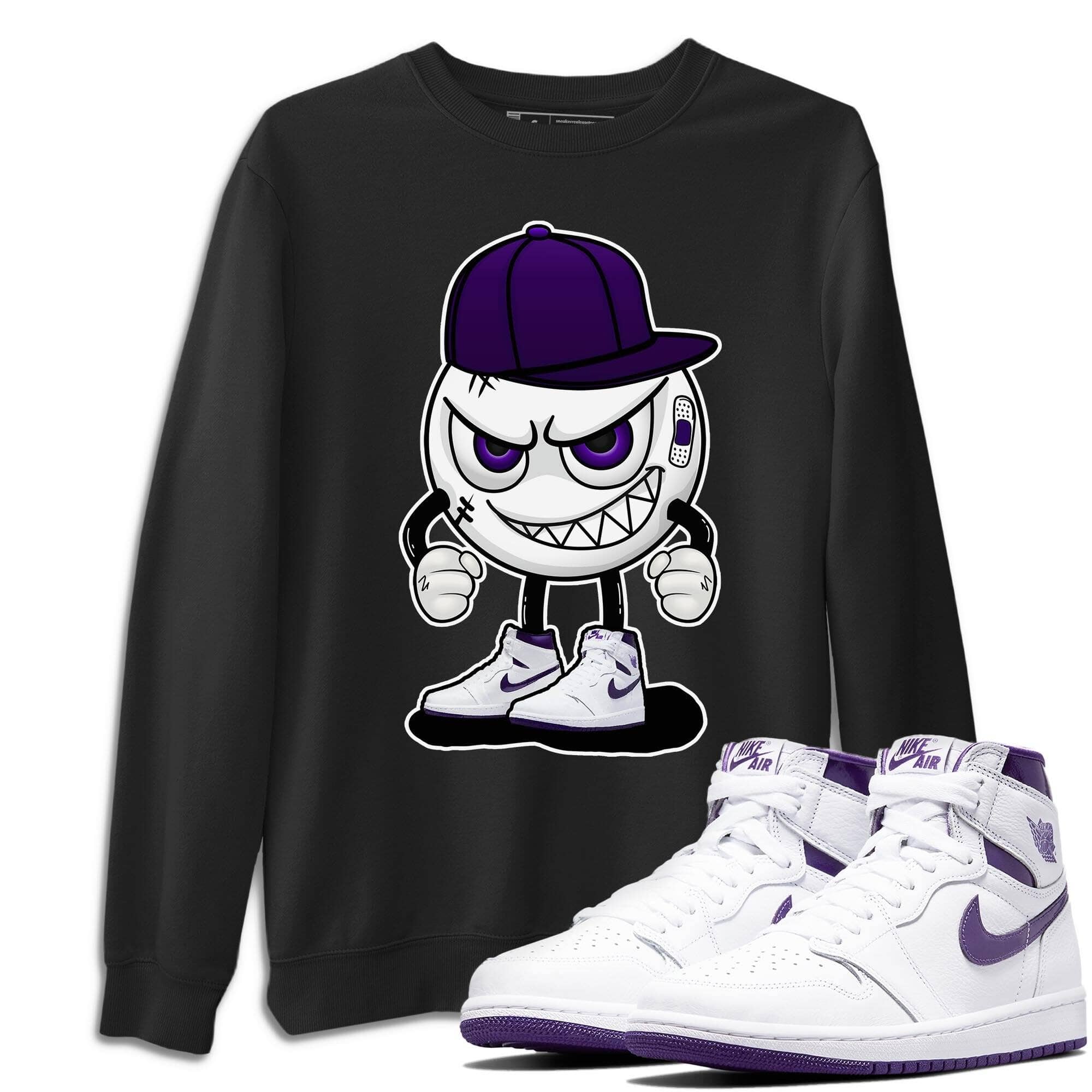 Jordan 1 WMNS Court Purple Shirt To Match Jordans Mischief Emoji Sneaker Tees Jordan 1 WMNS Court Purple Drip Gear Zone Sneaker Matching Clothing Unisex Shirts