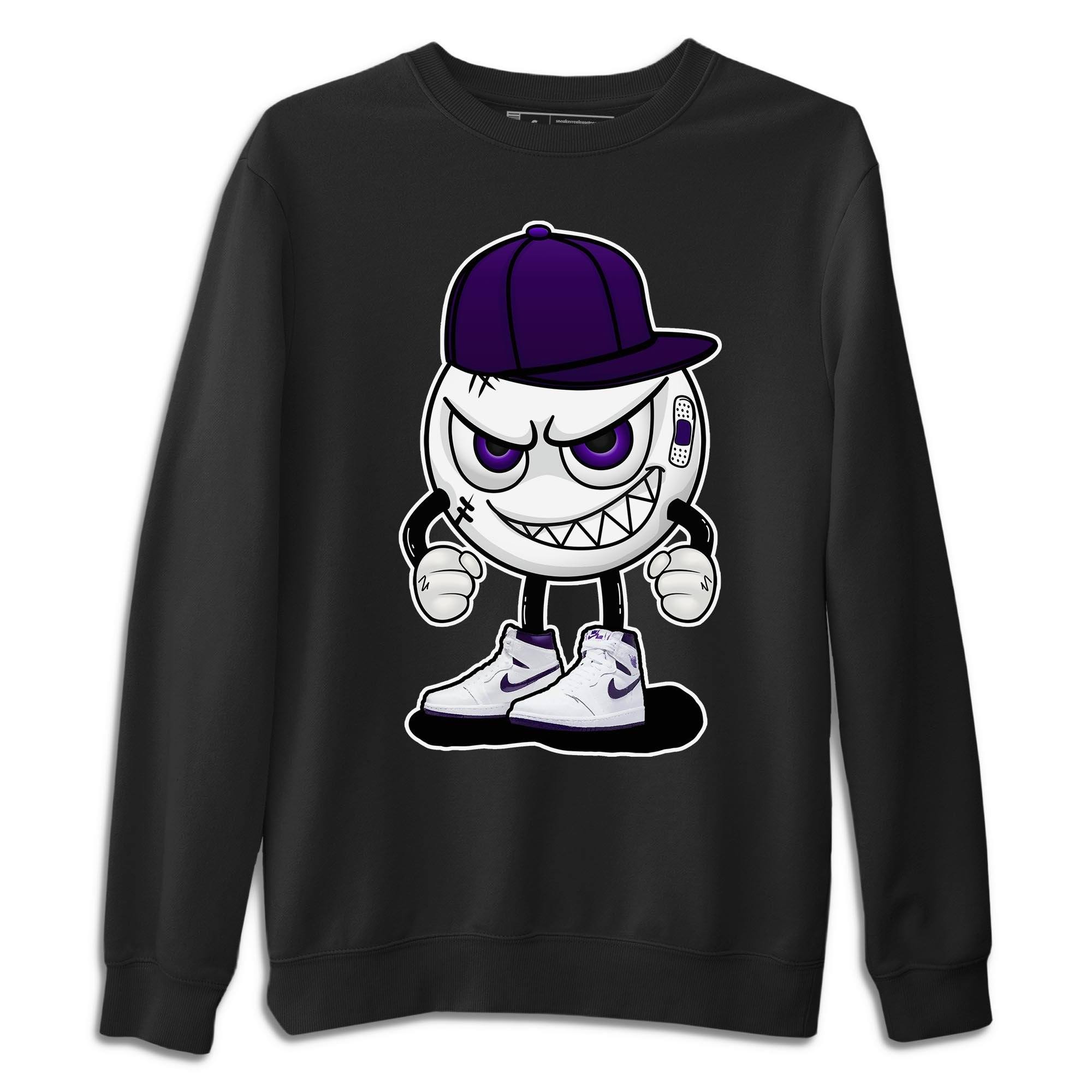 Jordan 1 WMNS Court Purple Shirt To Match Jordans Mischief Emoji Sneaker Tees Jordan 1 WMNS Court Purple Drip Gear Zone Sneaker Matching Clothing Unisex Shirts
