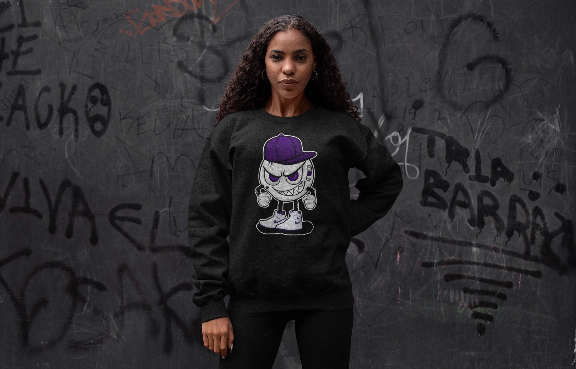 Jordan 1 WMNS Court Purple Shirt To Match Jordans Mischief Emoji Sneaker Tees Jordan 1 WMNS Court Purple Drip Gear Zone Sneaker Matching Clothing Unisex Shirts