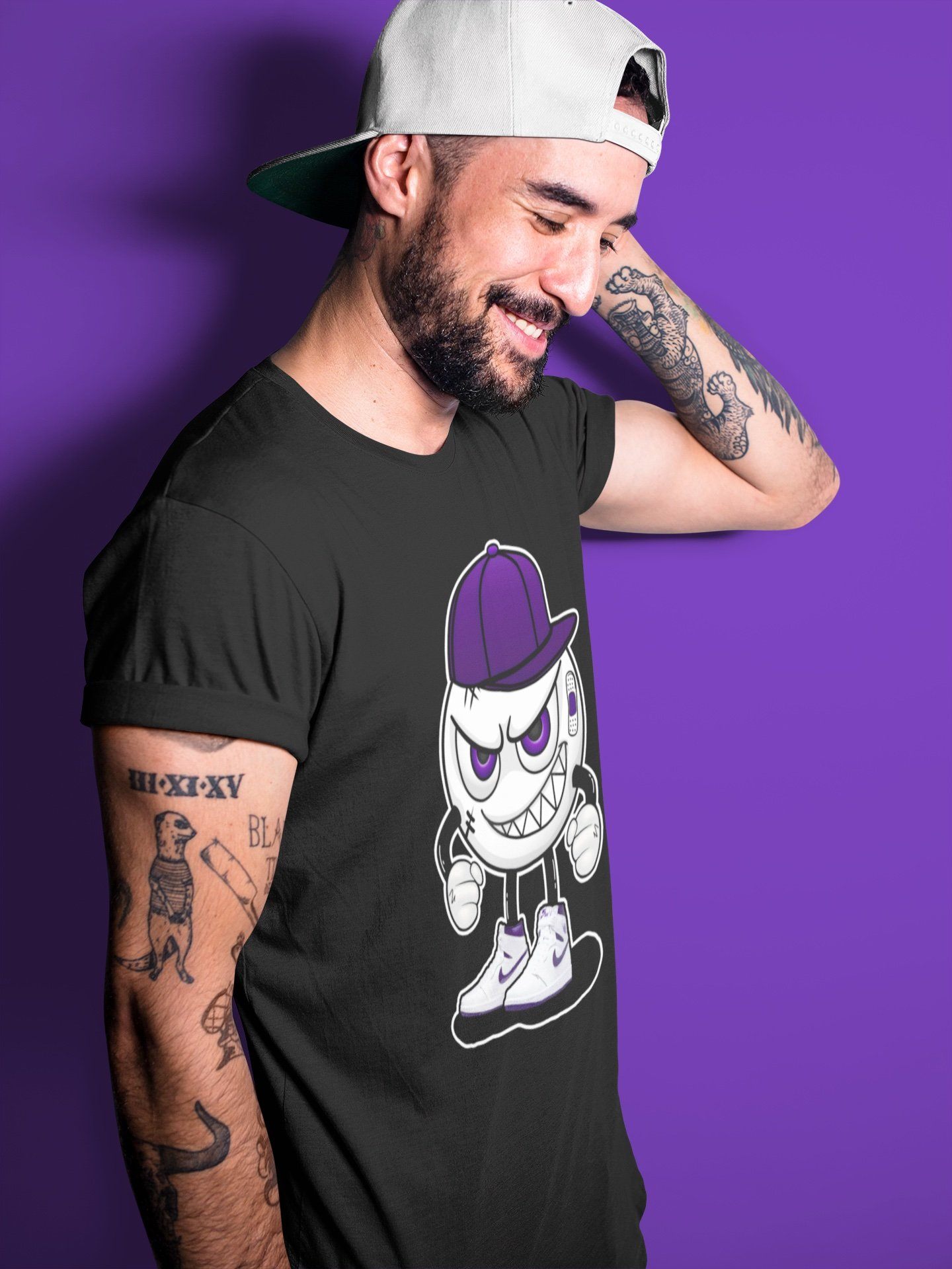 Jordan 1 WMNS Court Purple Shirt To Match Jordans Mischief Emoji Sneaker Tees Jordan 1 WMNS Court Purple Drip Gear Zone Sneaker Matching Clothing Unisex Shirts