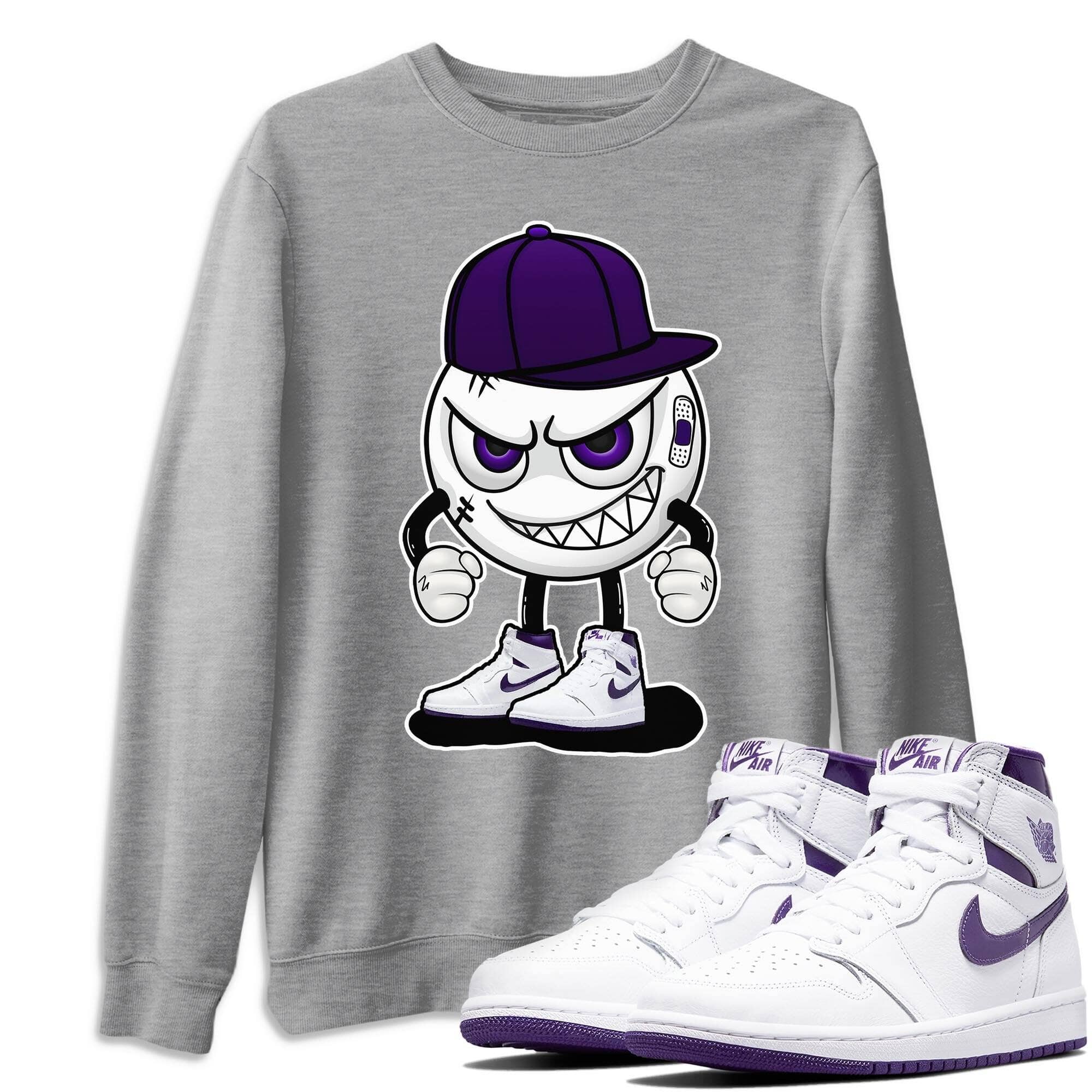 Jordan 1 WMNS Court Purple Shirt To Match Jordans Mischief Emoji Sneaker Tees Jordan 1 WMNS Court Purple Drip Gear Zone Sneaker Matching Clothing Unisex Shirts