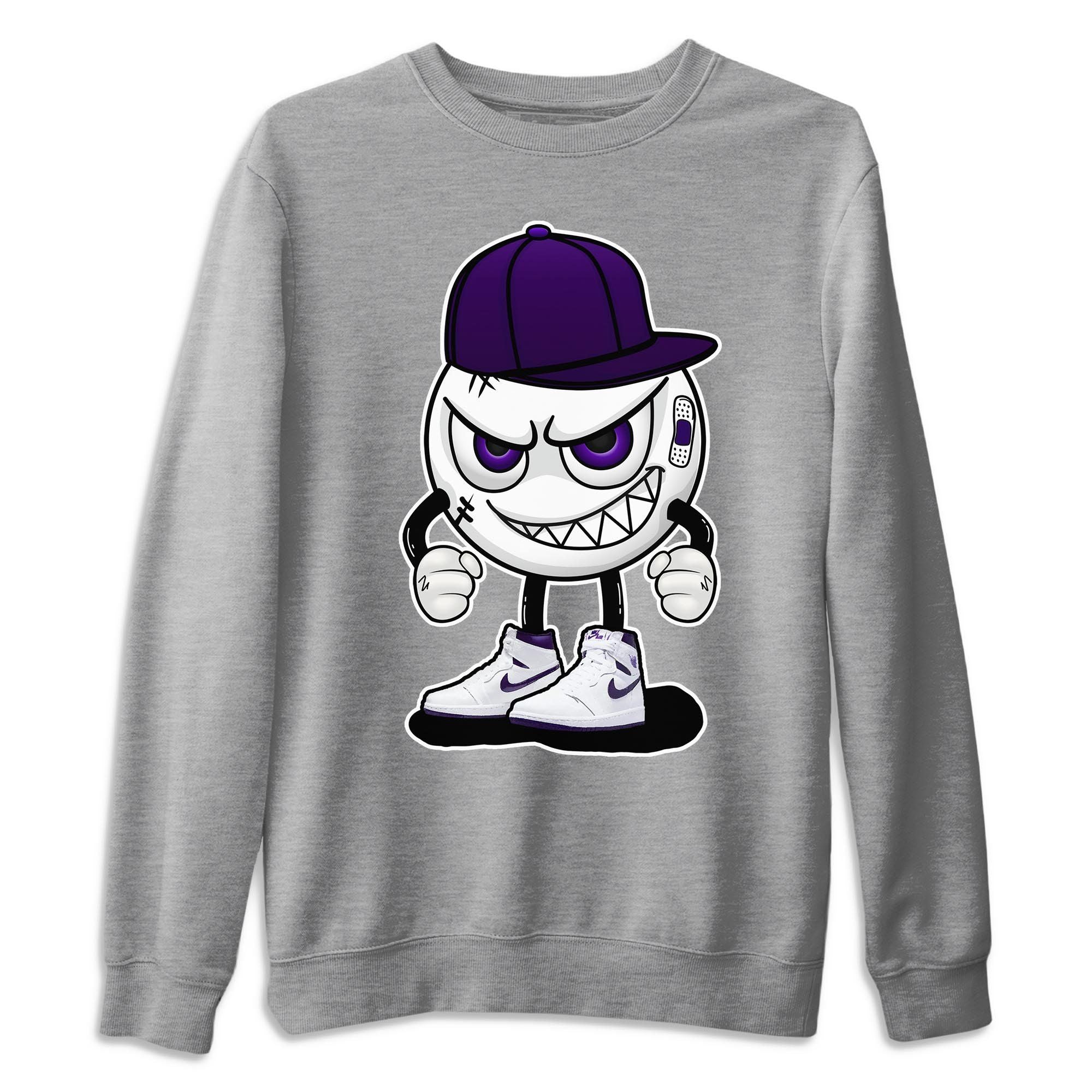 Jordan 1 WMNS Court Purple Shirt To Match Jordans Mischief Emoji Sneaker Tees Jordan 1 WMNS Court Purple Drip Gear Zone Sneaker Matching Clothing Unisex Shirts