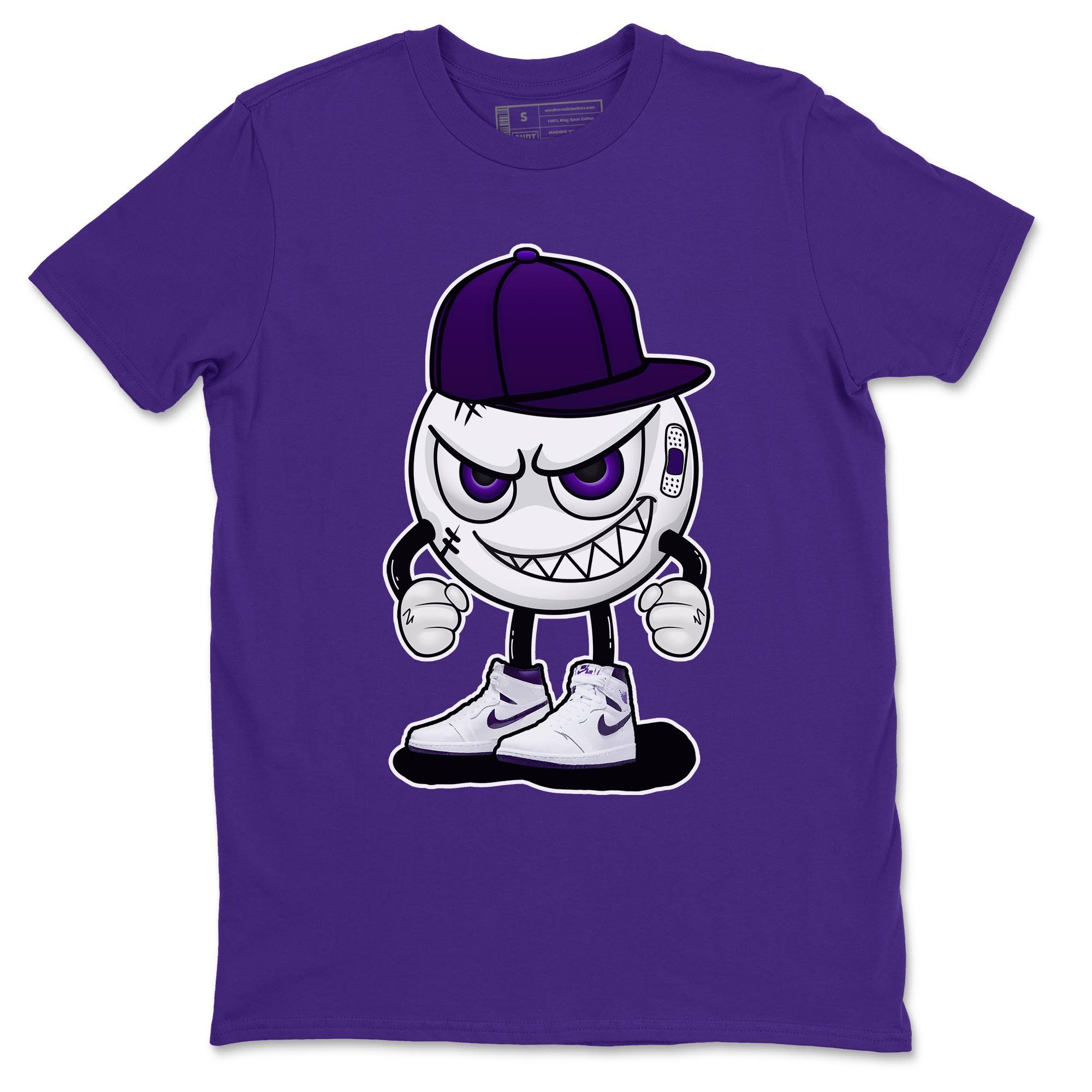 Jordan 1 WMNS Court Purple Shirt To Match Jordans Mischief Emoji Sneaker Tees Jordan 1 WMNS Court Purple Drip Gear Zone Sneaker Matching Clothing Unisex Shirts