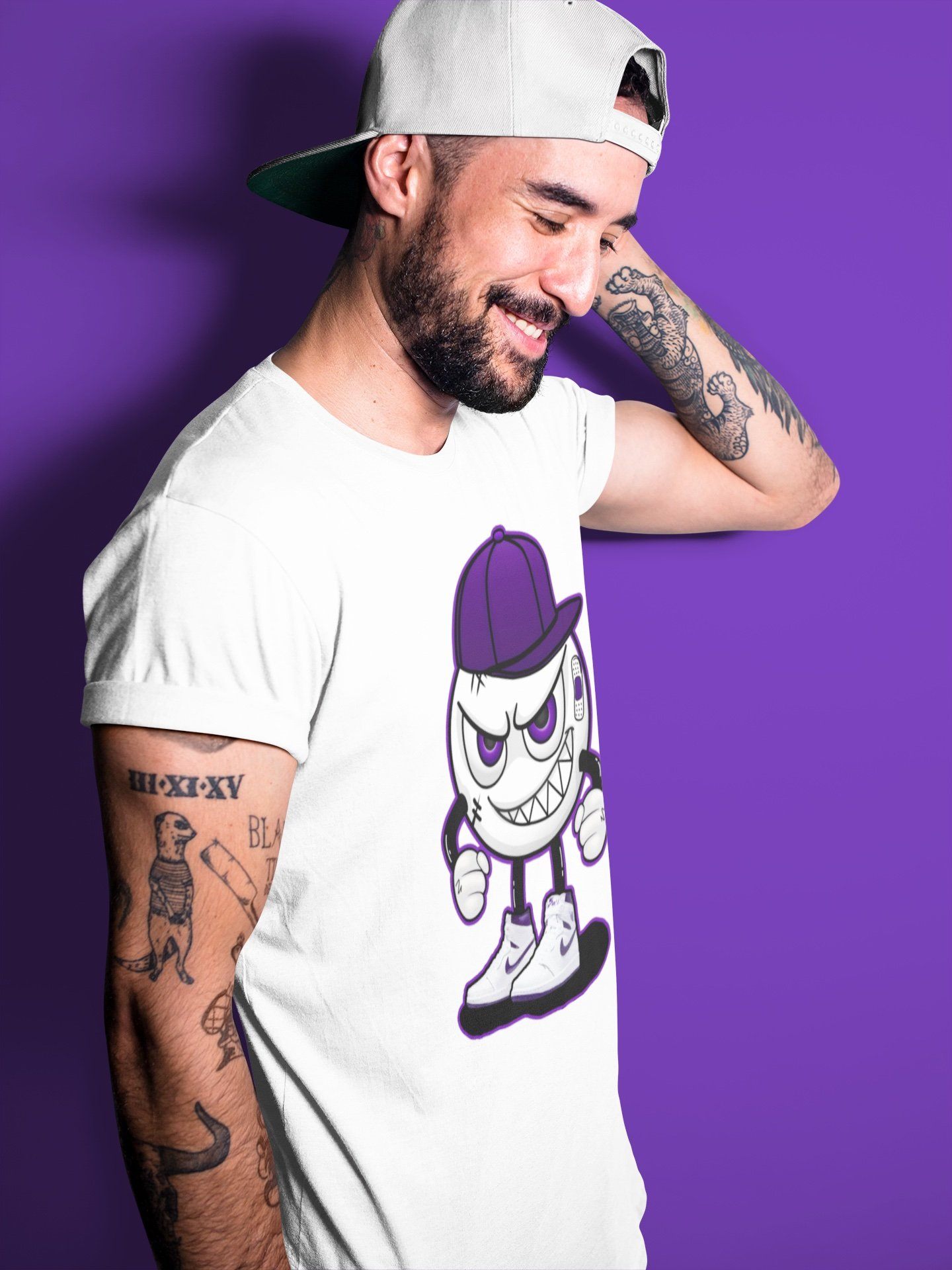 Jordan 1 WMNS Court Purple Shirt To Match Jordans Mischief Emoji Sneaker Tees Jordan 1 WMNS Court Purple Drip Gear Zone Sneaker Matching Clothing Unisex Shirts