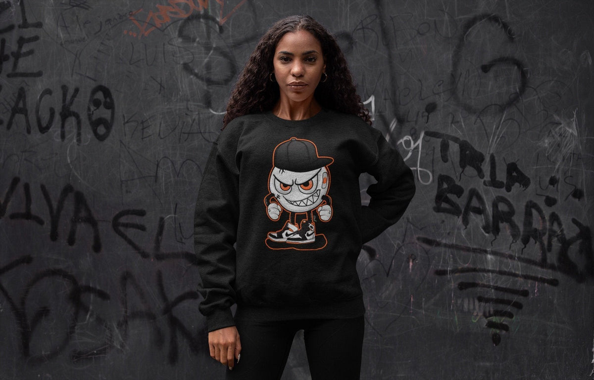 Jordan 1 Electro Orange Sneaker Matching T-Shirt Mischief Emoji Sneaker Tees Jordan 1 Electro Orange Sneaker Release Tees Crew Neck Tees