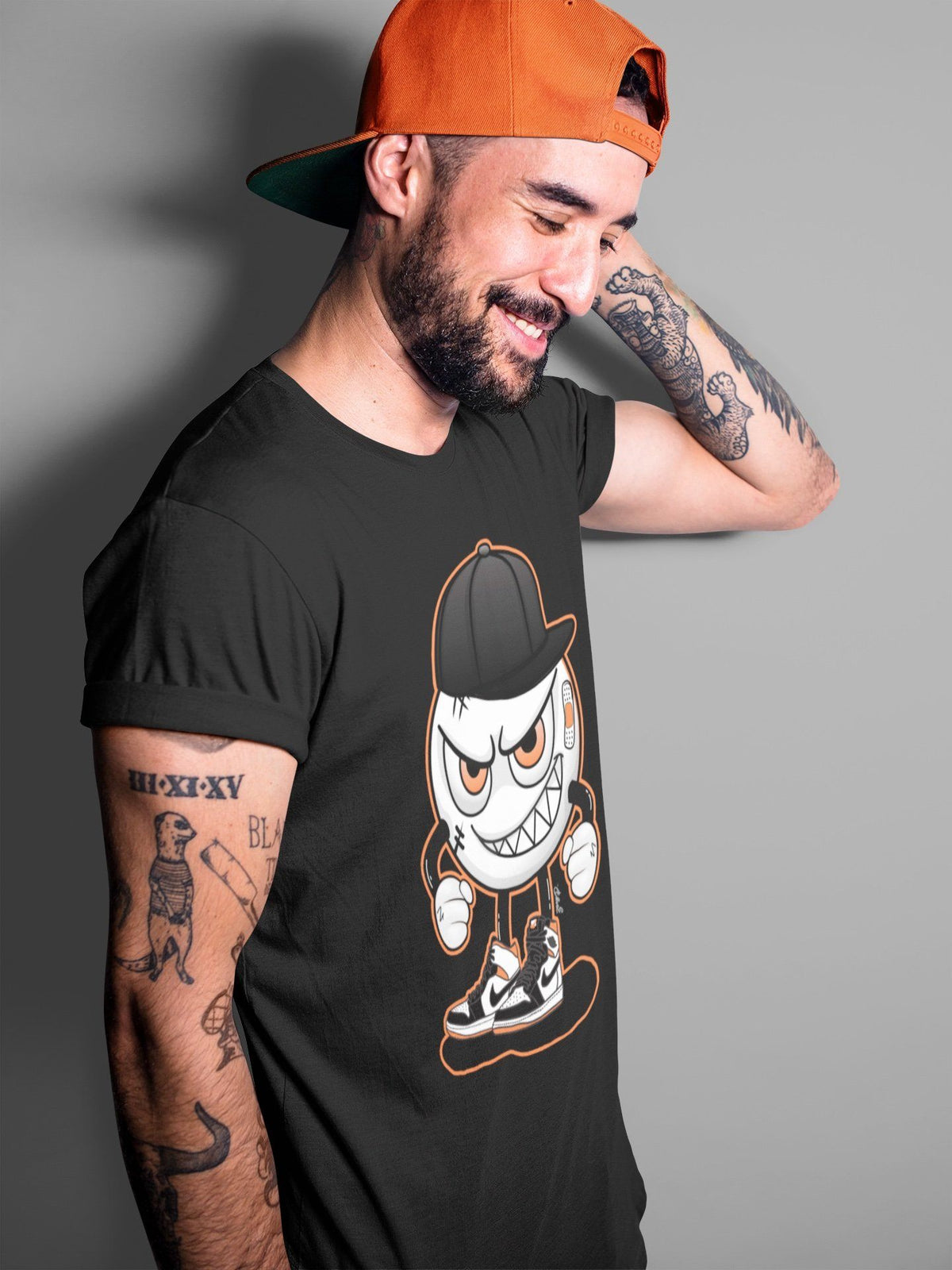 Jordan 1 Electro Orange Sneaker Matching T-Shirt Mischief Emoji Sneaker Tees Jordan 1 Electro Orange Sneaker Release Tees Crew Neck Tees
