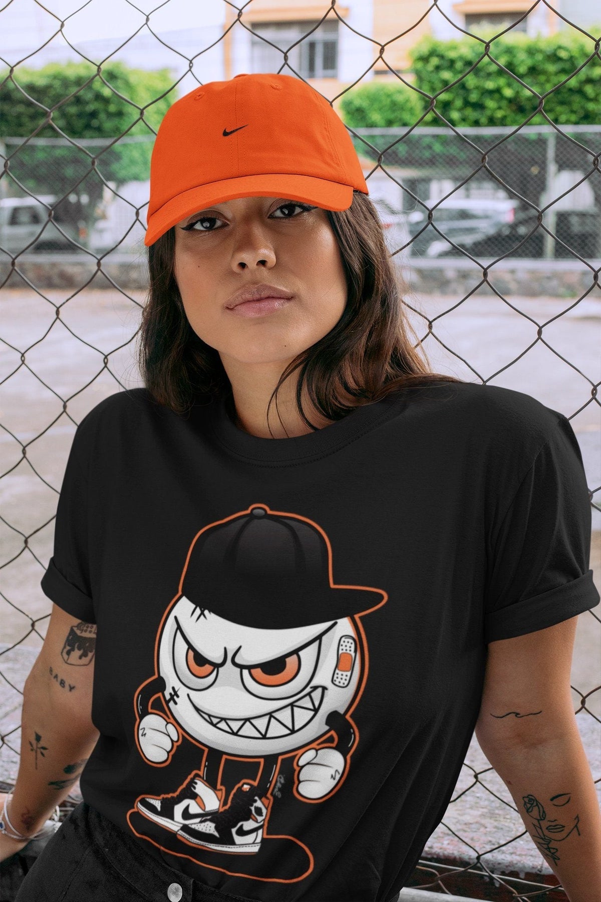 Jordan 1 Electro Orange Sneaker Matching T-Shirt Mischief Emoji Sneaker Tees Jordan 1 Electro Orange Sneaker Release Tees Crew Neck Tees