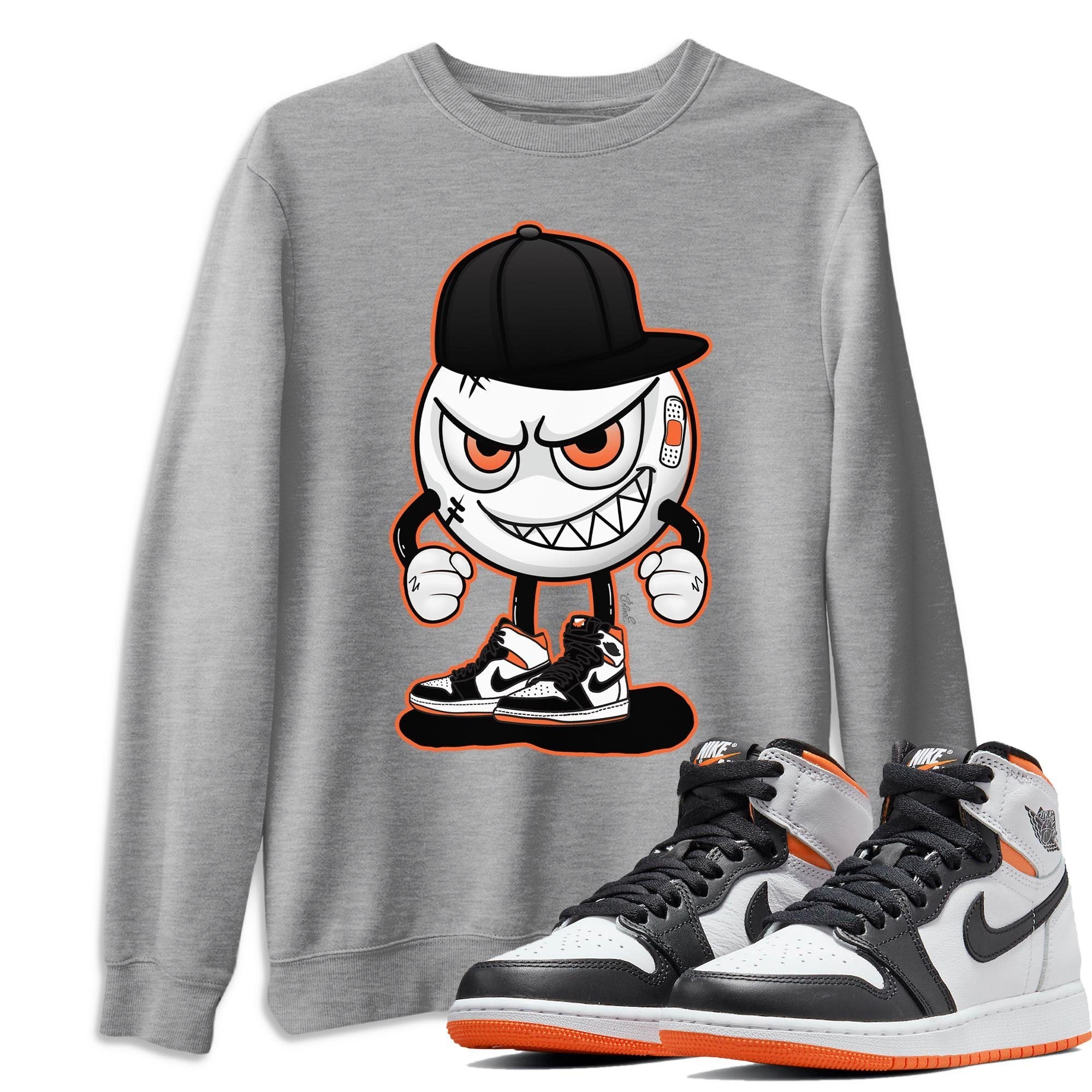 Jordan 1 Electro Orange Sneaker Matching T-Shirt Mischief Emoji Sneaker Tees Jordan 1 Electro Orange Sneaker Release Tees Crew Neck Tees