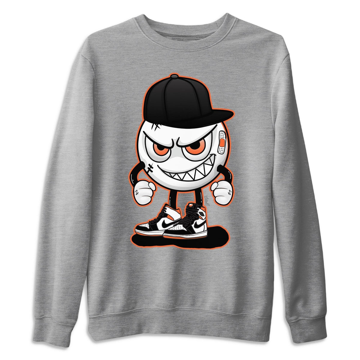 Jordan 1 Electro Orange Sneaker Matching T-Shirt Mischief Emoji Sneaker Tees Jordan 1 Electro Orange Sneaker Release Tees Crew Neck Tees