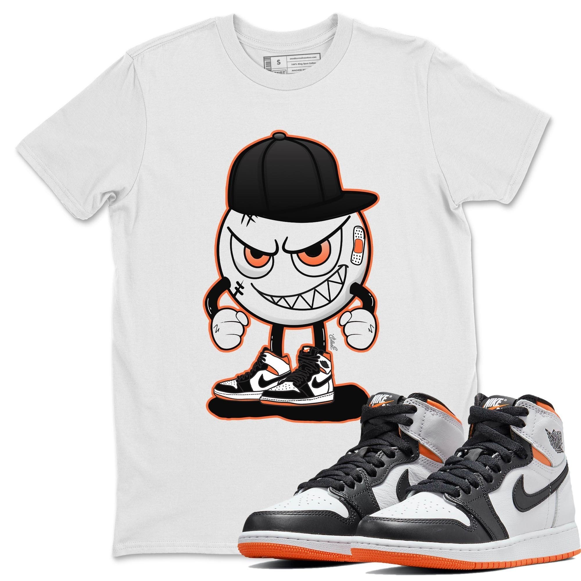 Jordan 1 Electro Orange Sneaker Matching T-Shirt Mischief Emoji Sneaker Tees Jordan 1 Electro Orange Sneaker Release Tees Crew Neck Tees