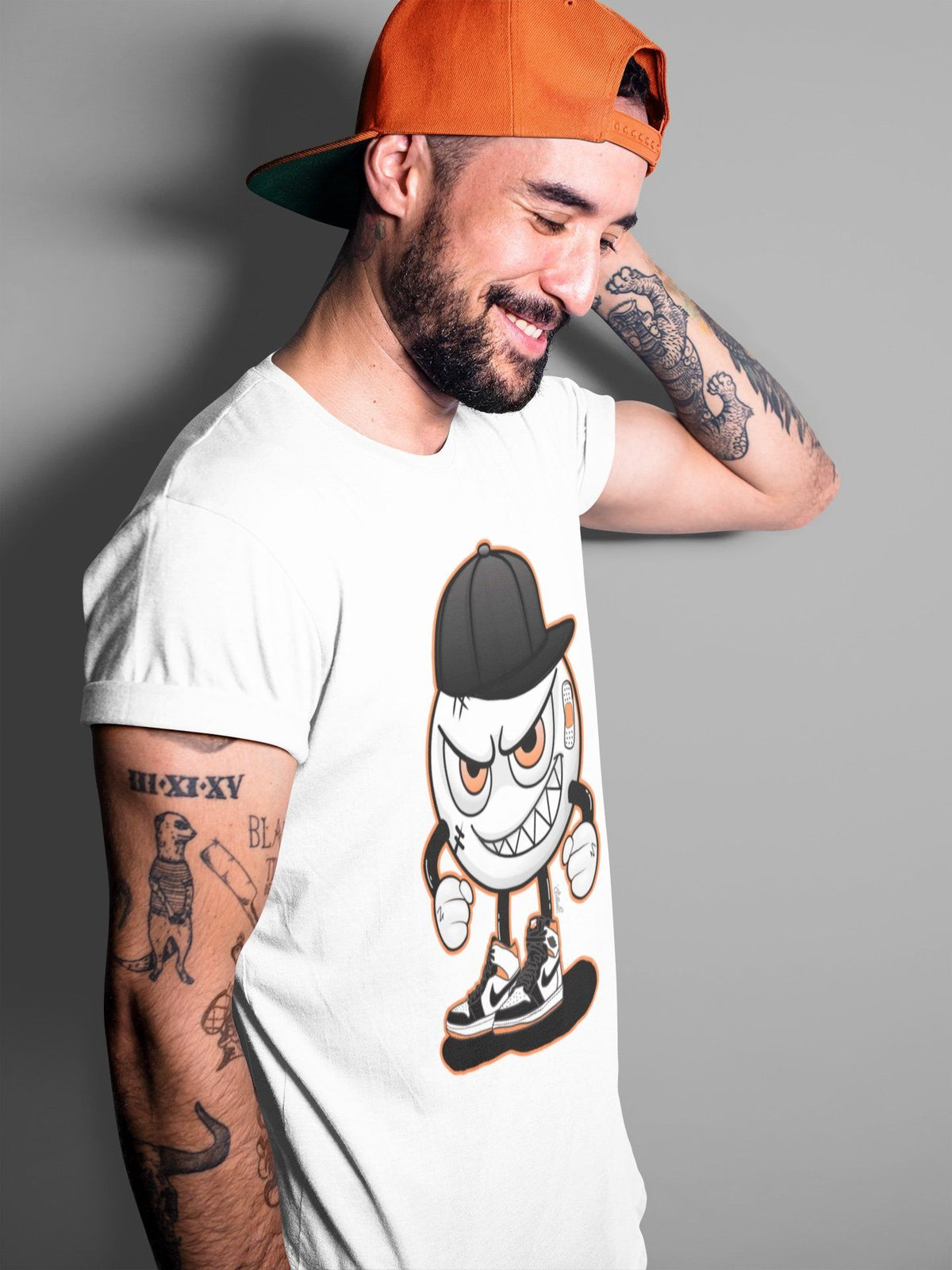 Jordan 1 Electro Orange Sneaker Matching T-Shirt Mischief Emoji Sneaker Tees Jordan 1 Electro Orange Sneaker Release Tees Crew Neck Tees
