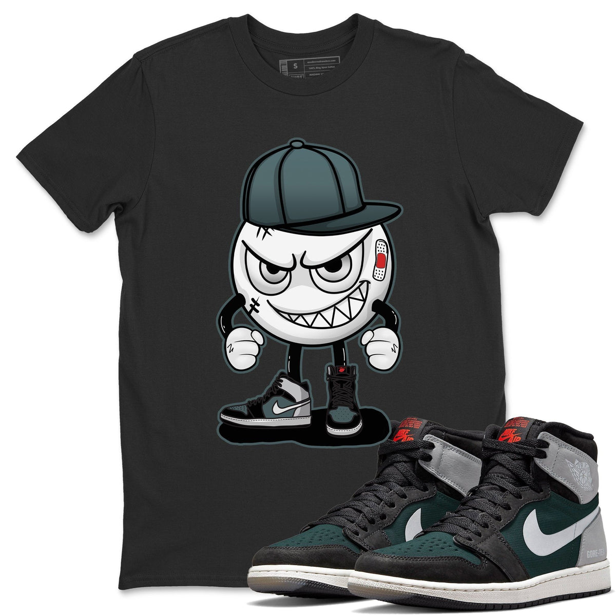 Jordan 1 Element Gore-Tex Black Grey Sneaker Matching T-Shirt Mischief Emoji Sneaker Tees Jordan 1 Element Gore-Tex Black Grey Sneaker Release Tees Crew Neck Tees