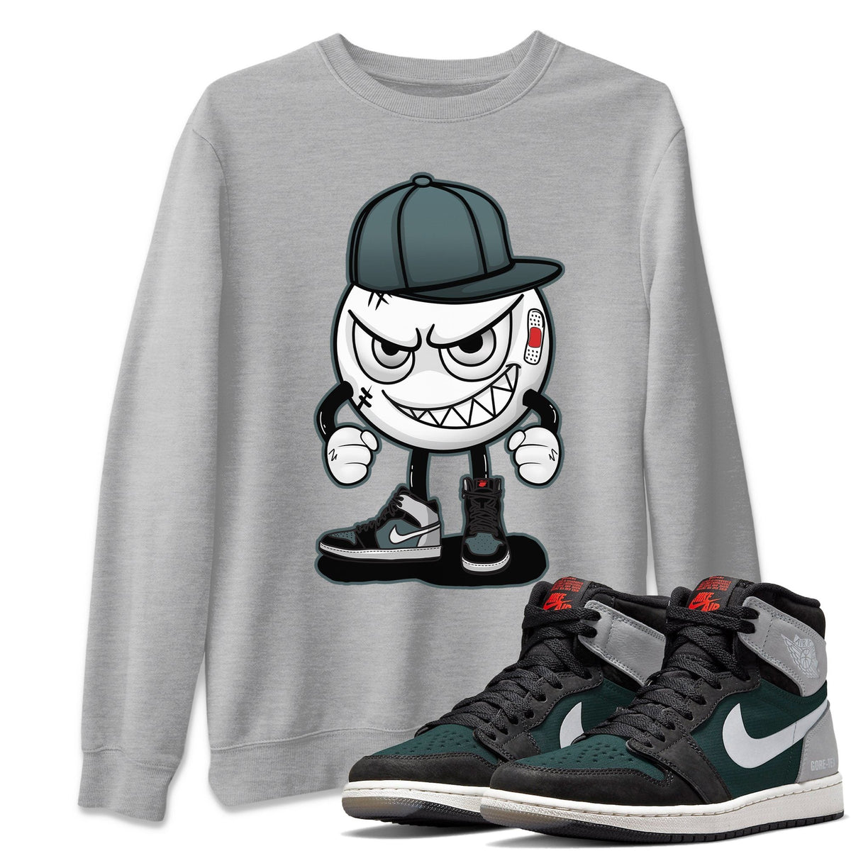 Jordan 1 Element Gore-Tex Black Grey Sneaker Matching T-Shirt Mischief Emoji Sneaker Tees Jordan 1 Element Gore-Tex Black Grey Sneaker Release Tees Crew Neck Tees
