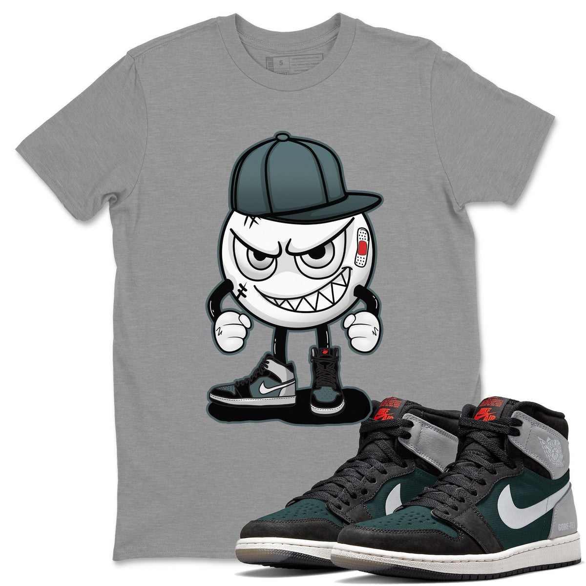 Jordan 1 Element Gore-Tex Black Grey Sneaker Matching T-Shirt Mischief Emoji Sneaker Tees Jordan 1 Element Gore-Tex Black Grey Sneaker Release Tees Crew Neck Tees