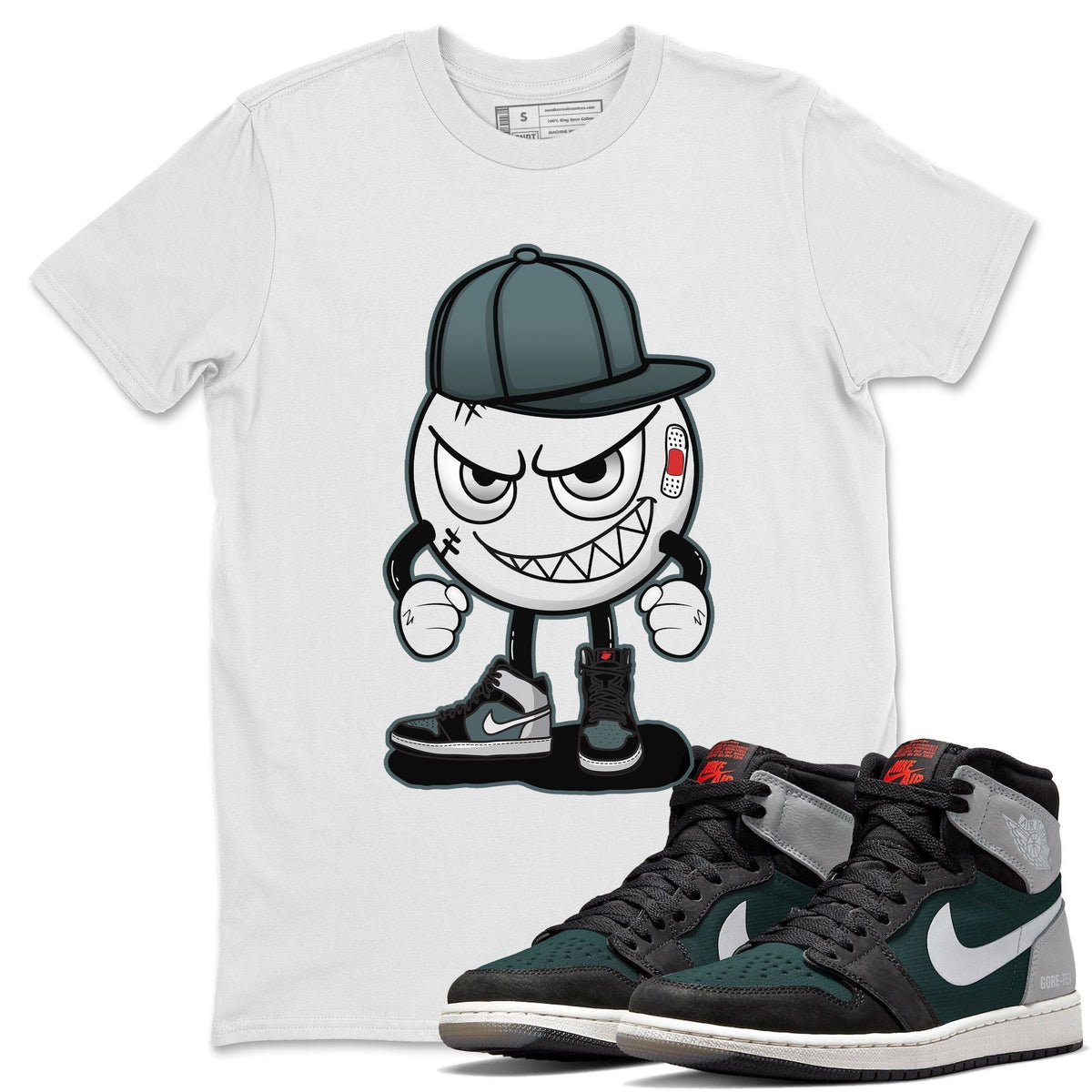 Jordan 1 Element Gore-Tex Black Grey Sneaker Matching T-Shirt Mischief Emoji Sneaker Tees Jordan 1 Element Gore-Tex Black Grey Sneaker Release Tees Crew Neck Tees