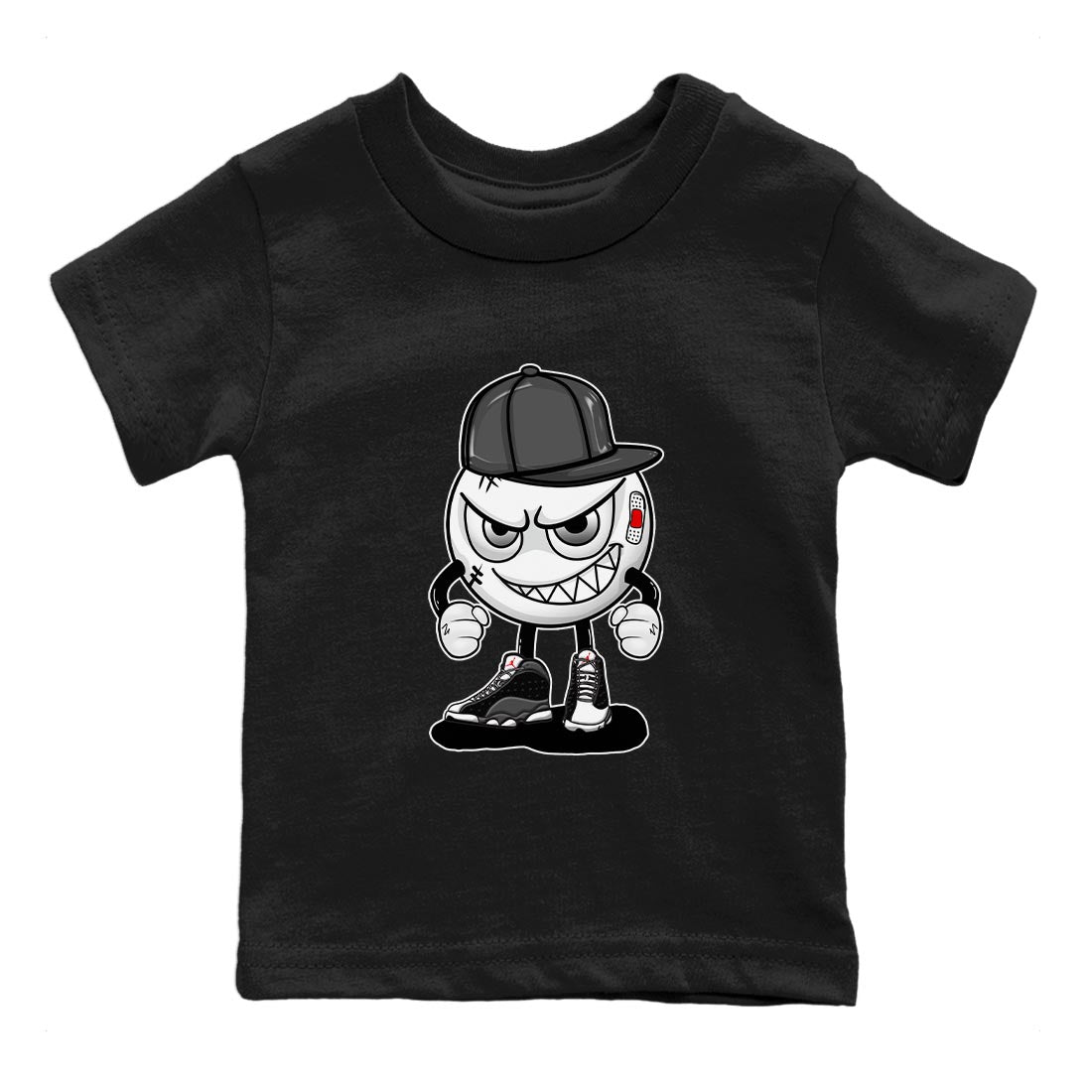 Air Jordan 13 Black Flint Mischief Emoji Baby and Kids Streetwear Sneaker Shirt AJ 13s Black Flint Kids Streetwear Sneaker Shirt Washing and Care Tip