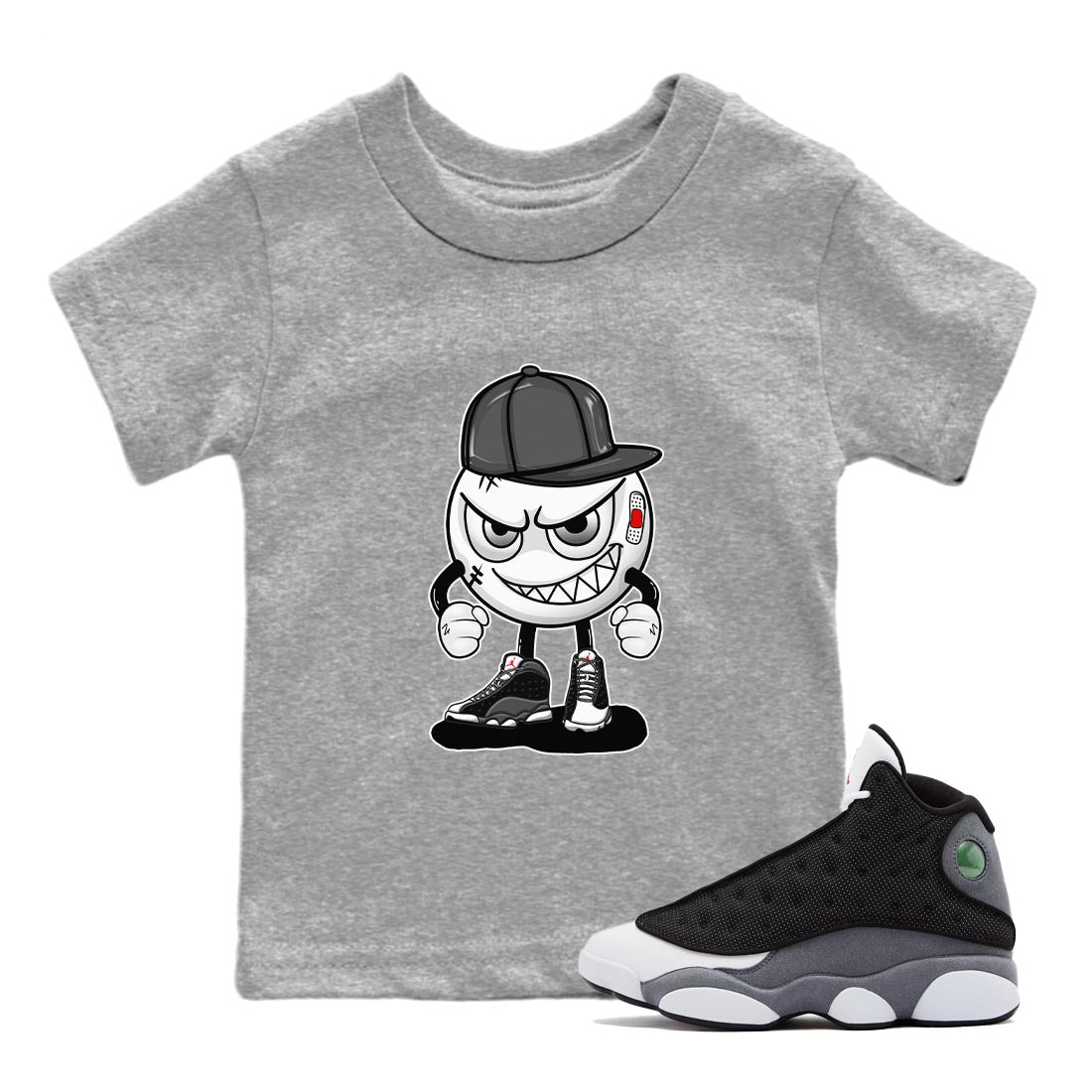 Air Jordan 13 Black Flint Mischief Emoji Baby and Kids Streetwear Sneaker Shirt AJ 13s Black Flint Kids Streetwear Sneaker Shirt Size Chart