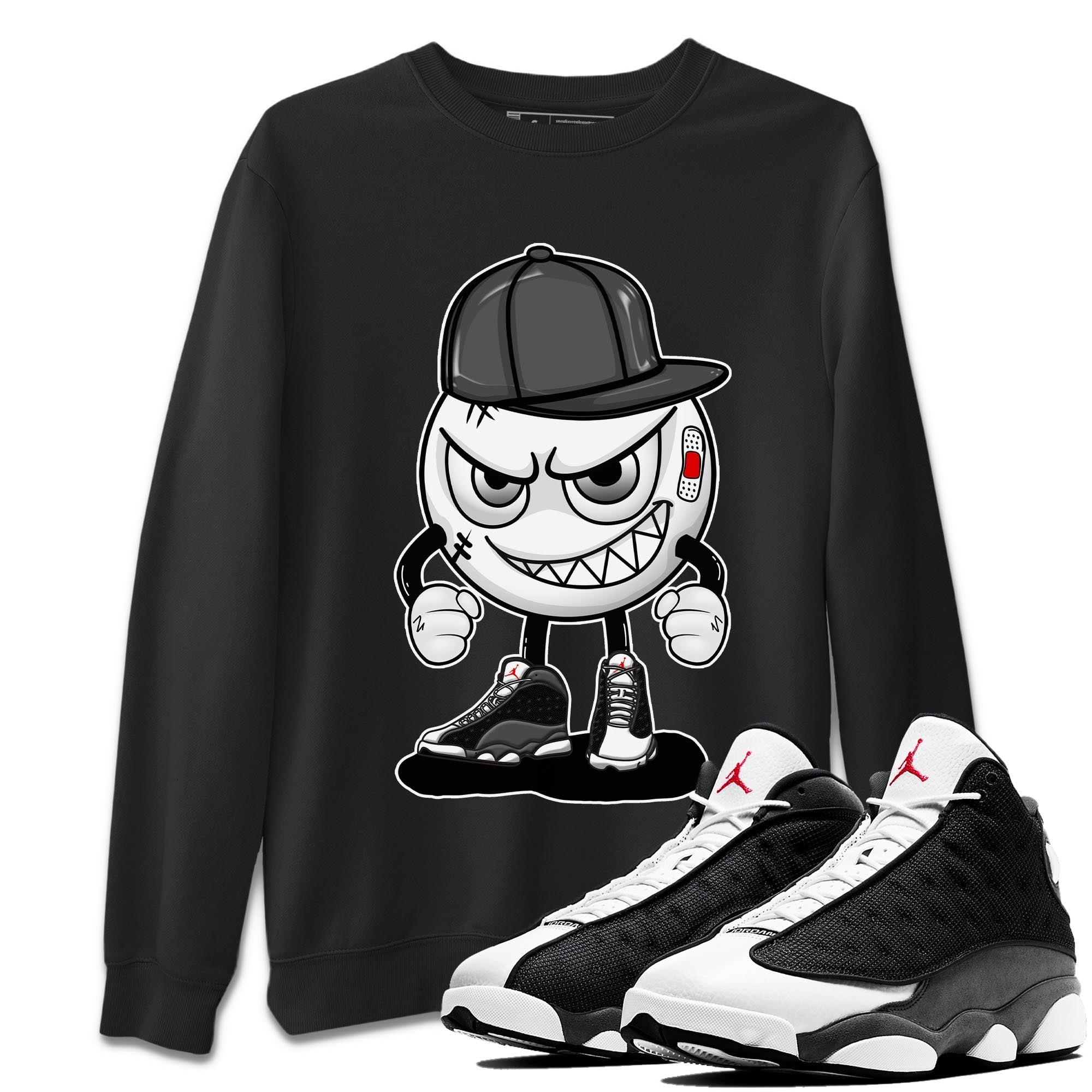 Air Jordan 13 Black Flint Mischief Emoji Crew Neck Streetwear Sneaker Shirt AJ 13s Black Flint Sneaker T-Shirts Washing and Care Tip