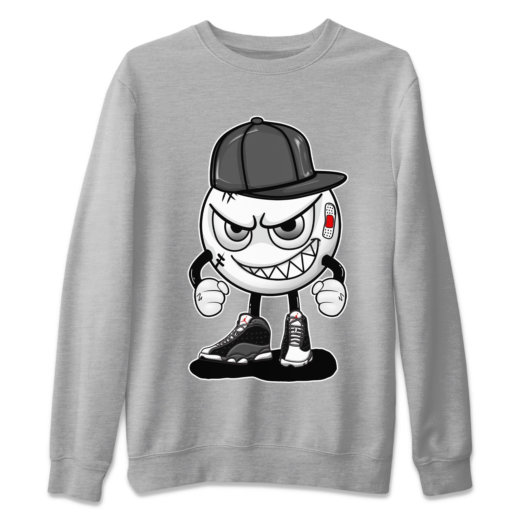 Air Jordan 13 Black Flint Sneaker Match Tees Mischief Emoji Streetwear Sneaker Shirt AJ 13s Black Flint Sneaker Release Tees Unisex Shirts Heather Grey 2