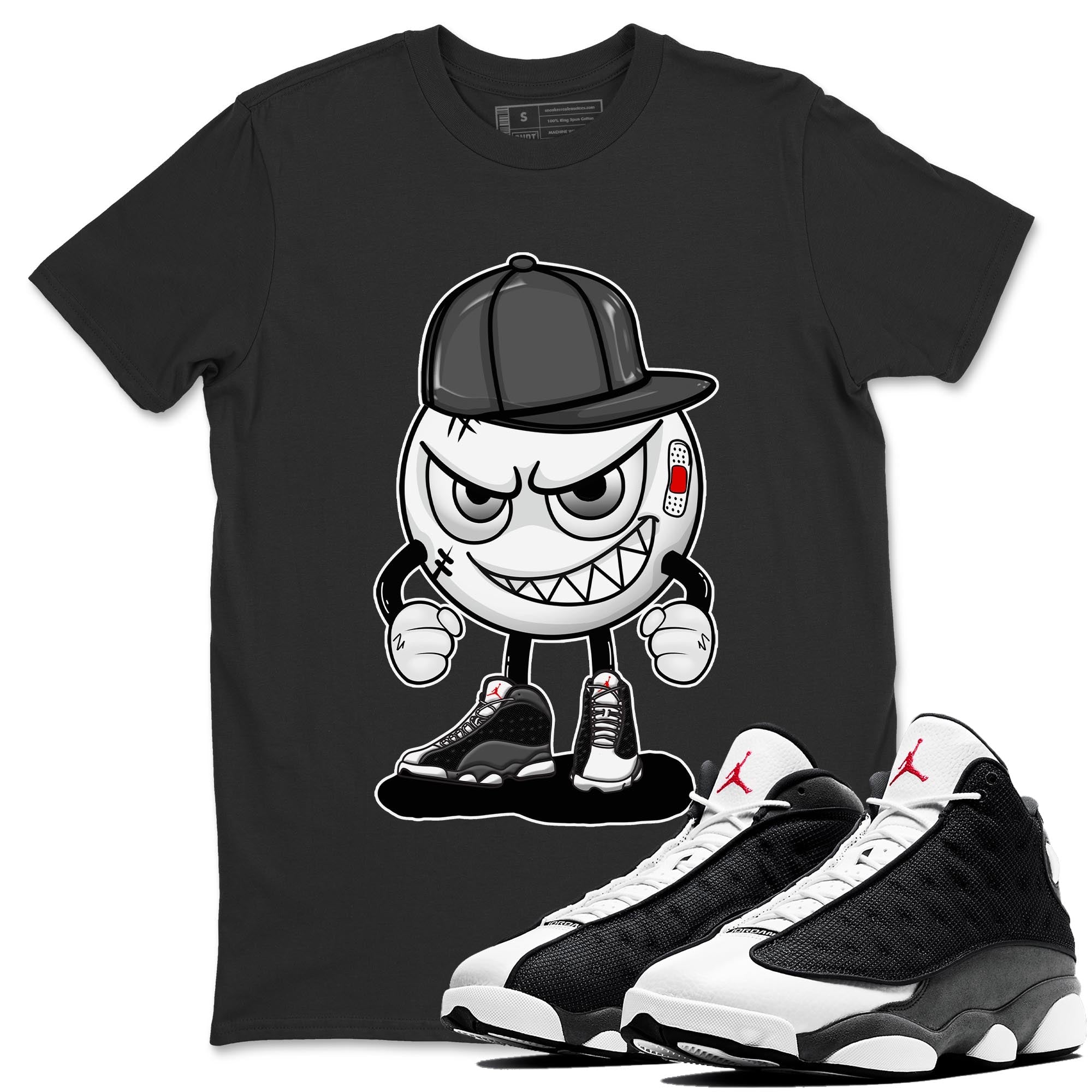 Air Jordan 13 Black Flint Sneaker Match Tees Mischief Emoji Streetwear Sneaker Shirt AJ 13s Black Flint Sneaker Release Tees Unisex Shirts Black 1