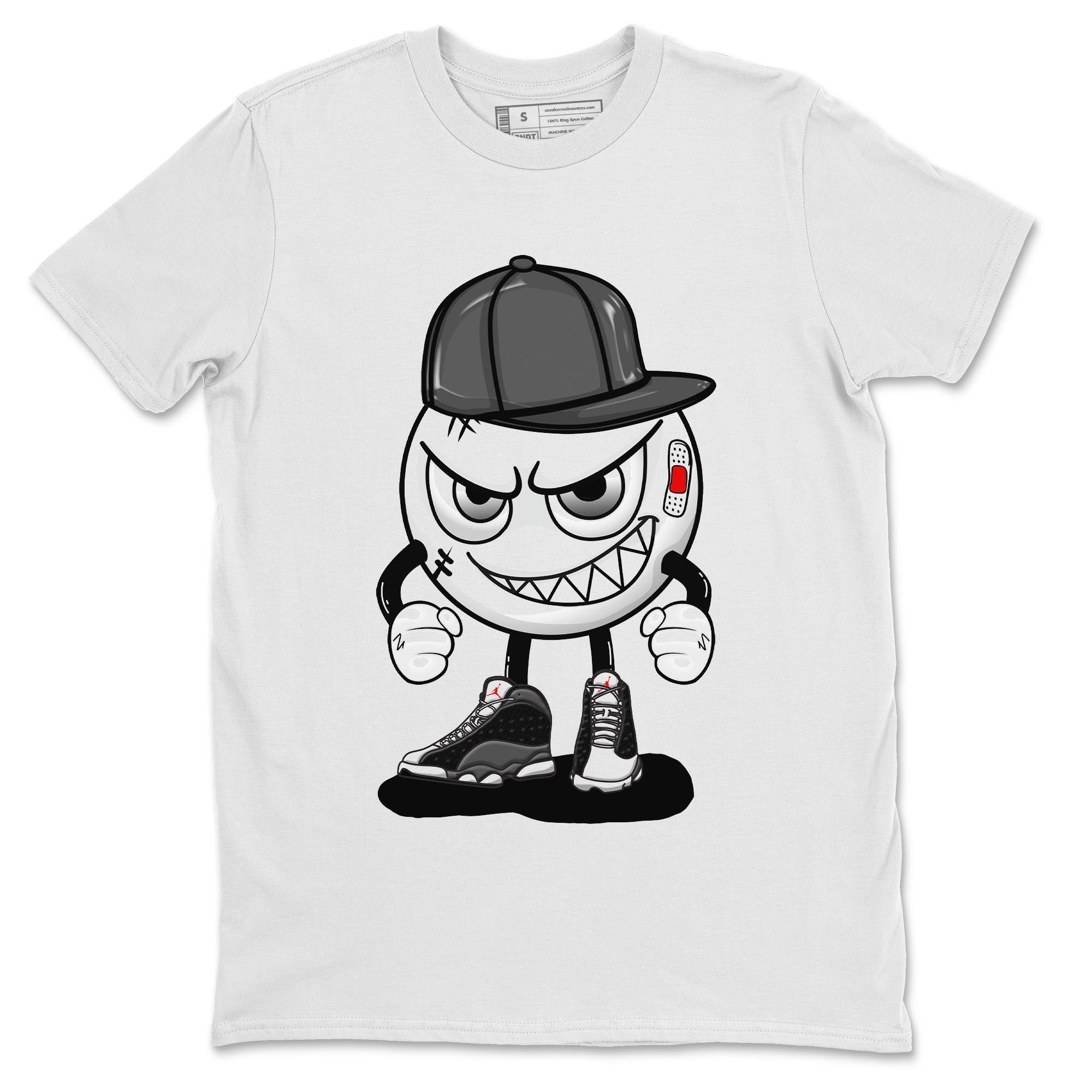 Air Jordan 13 Black Flint Sneaker Match Tees Mischief Emoji Streetwear Sneaker Shirt AJ 13s Black Flint Sneaker Release Tees Unisex Shirts White 2