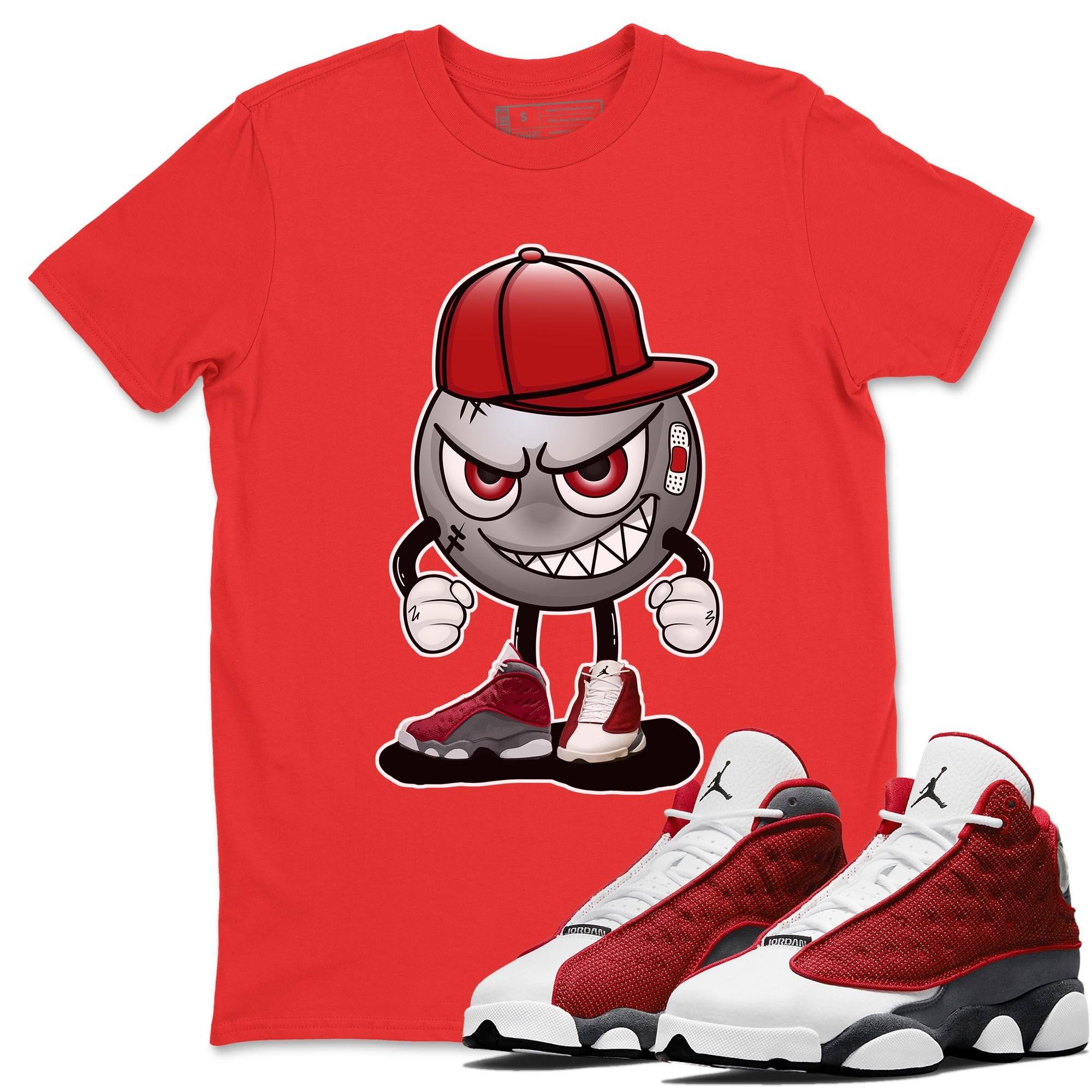Jordan 13 Red Flint Shirt To Match Jordans Mischief Emoji Sneaker Tees Jordan 13 Red Flint Drip Gear Zone Sneaker Matching Clothing Unisex Shirts