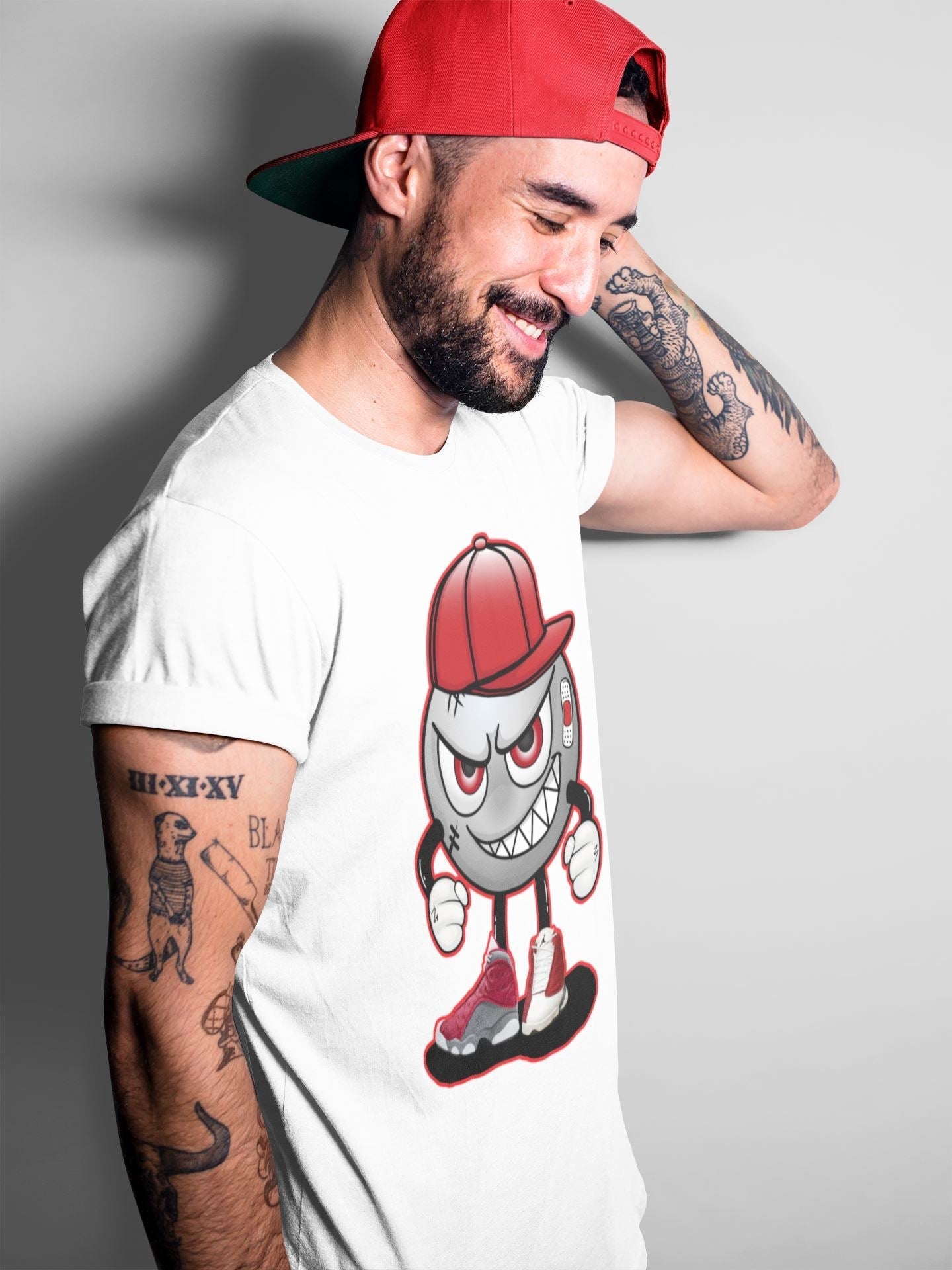 Jordan 13 Red Flint Shirt To Match Jordans Mischief Emoji Sneaker Tees Jordan 13 Red Flint Drip Gear Zone Sneaker Matching Clothing Unisex Shirts