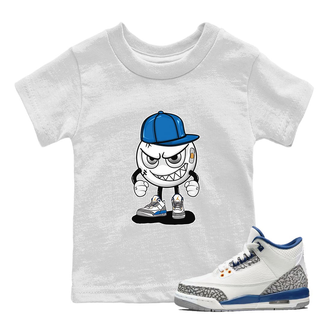 Air Jordan 3 Wizards Sneaker Match Tees Mischief Emoji Streetwear Sneaker Shirt Air Jordan 3 Wizards Sneaker Release Tees Kids Shirts White 1