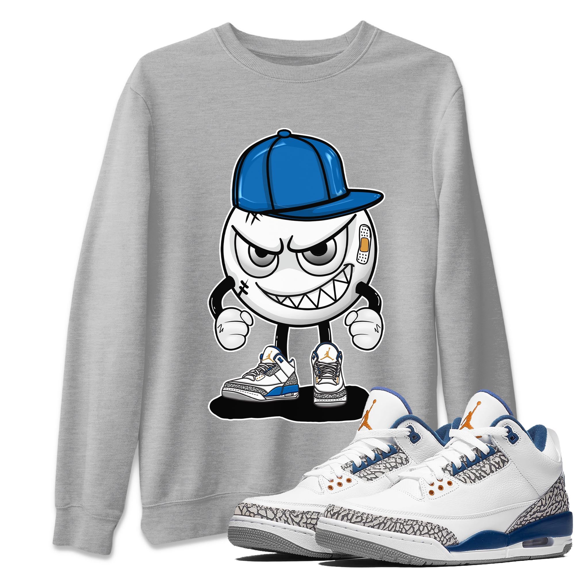 Air Jordan 3 Wizards Sneaker Match Tees Mischief Emoji Streetwear Sneaker Shirt Air Jordan 3 Wizards Sneaker Release Tees Unisex Shirts Heather Grey 1