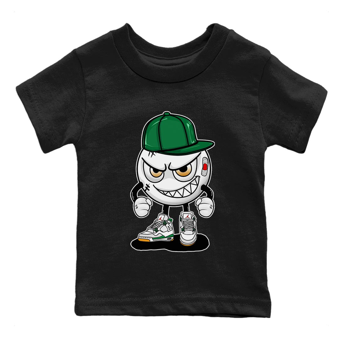 Air Jordan 4 Pine Green Sneaker Match Tees Mischief Emoji Streetwear Sneaker Shirt AJ 4s Pine Green Sneaker Release Tees Kids Shirts Black 2