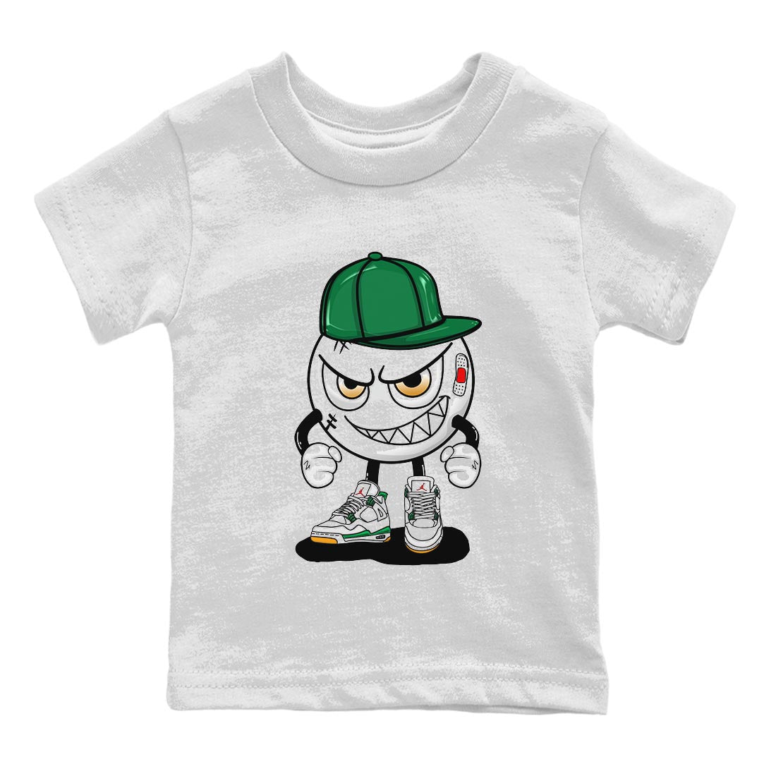 Air Jordan 4 Pine Green Sneaker Match Tees Mischief Emoji Streetwear Sneaker Shirt AJ 4s Pine Green Sneaker Release Tees Kids Shirts White 2